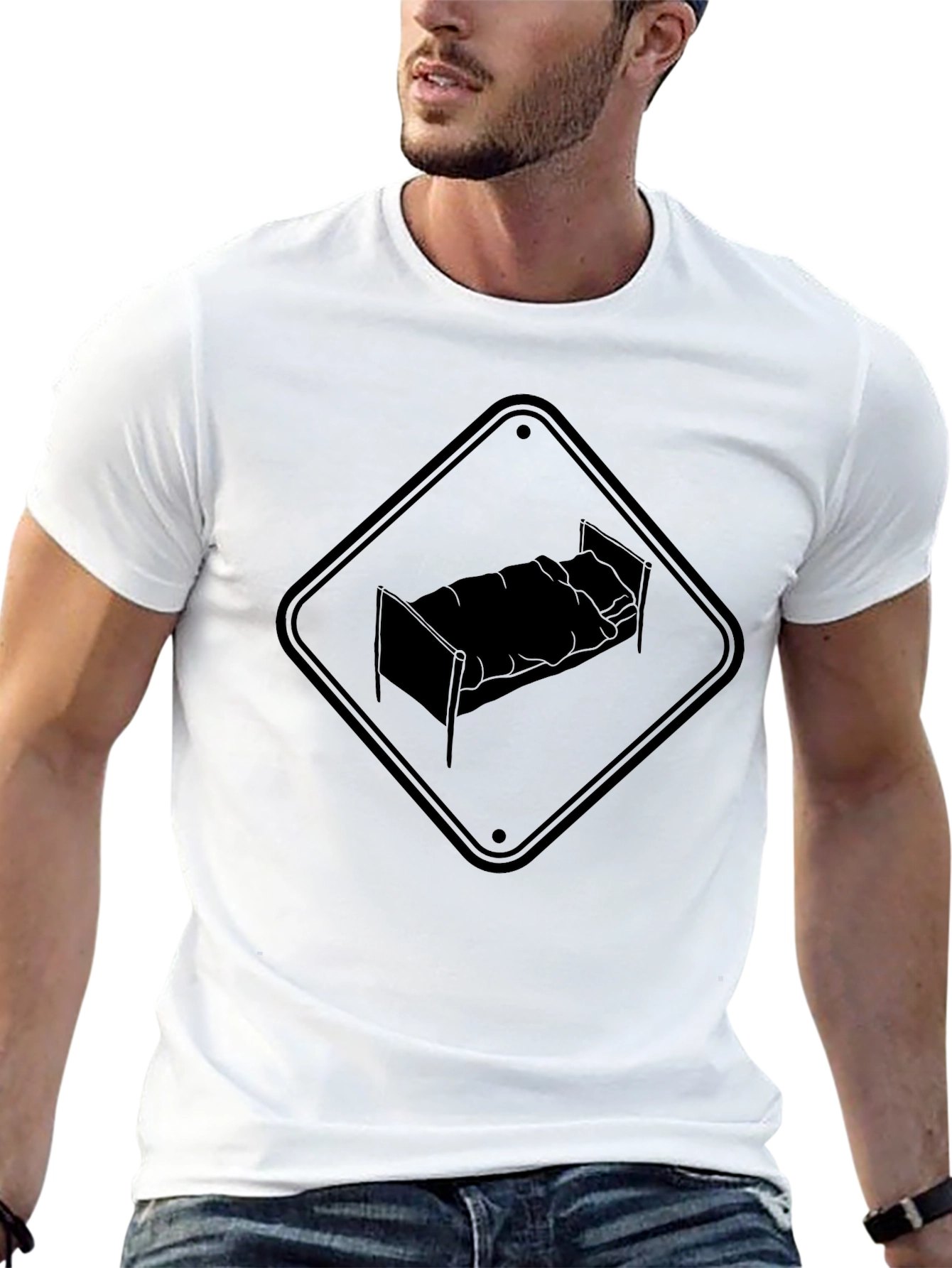 Black Bed Crossing Sign Graphic Tee