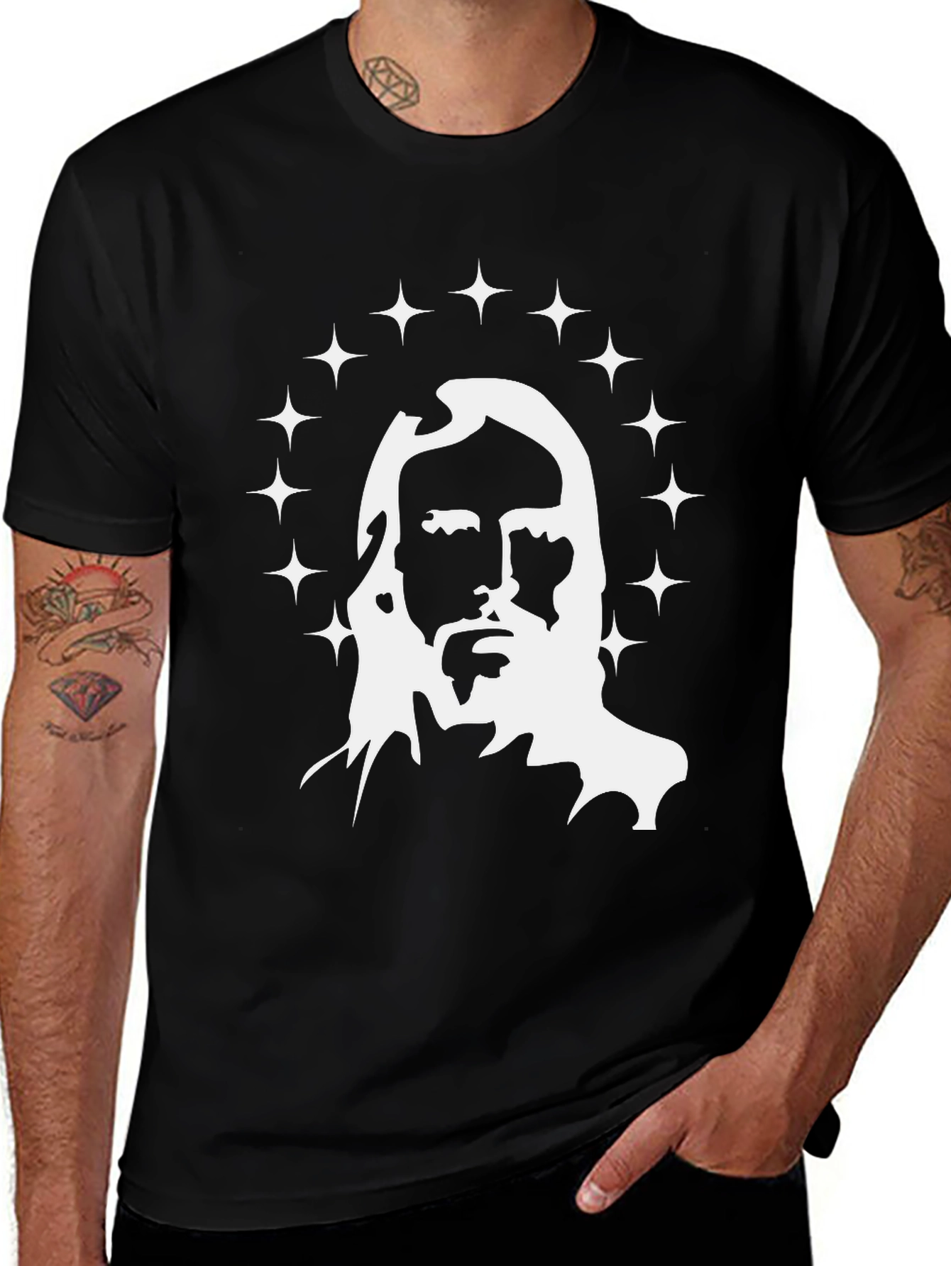 Jesus Graphic Print Black T-Shirt
