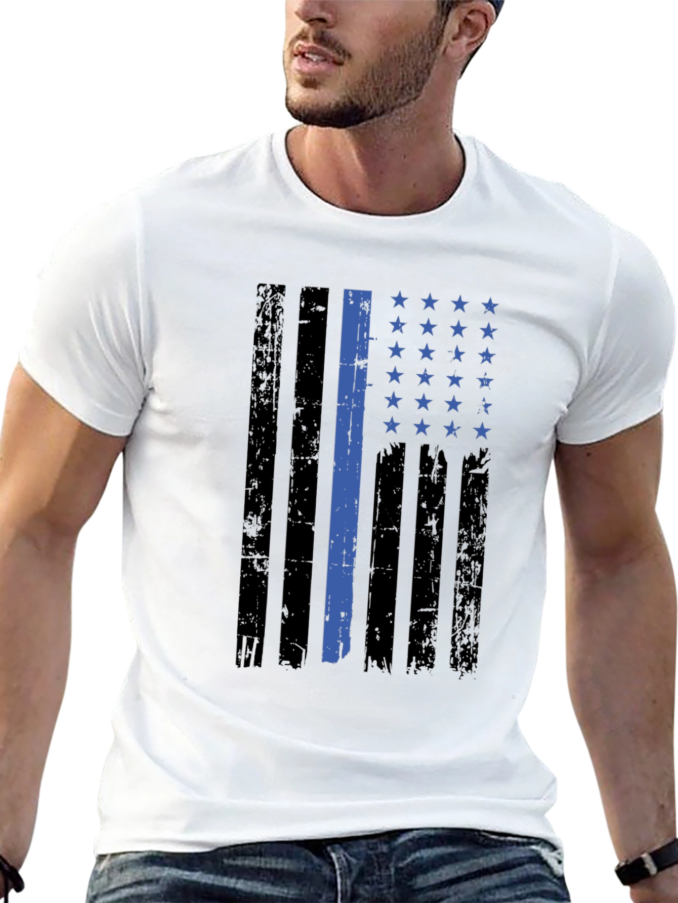 Thin Blue Line American Flag Graphic Tee