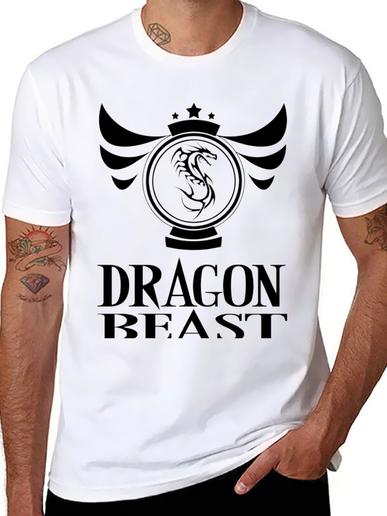 Dragon Beast Graphic Tee - Black Cotton T-Shirt