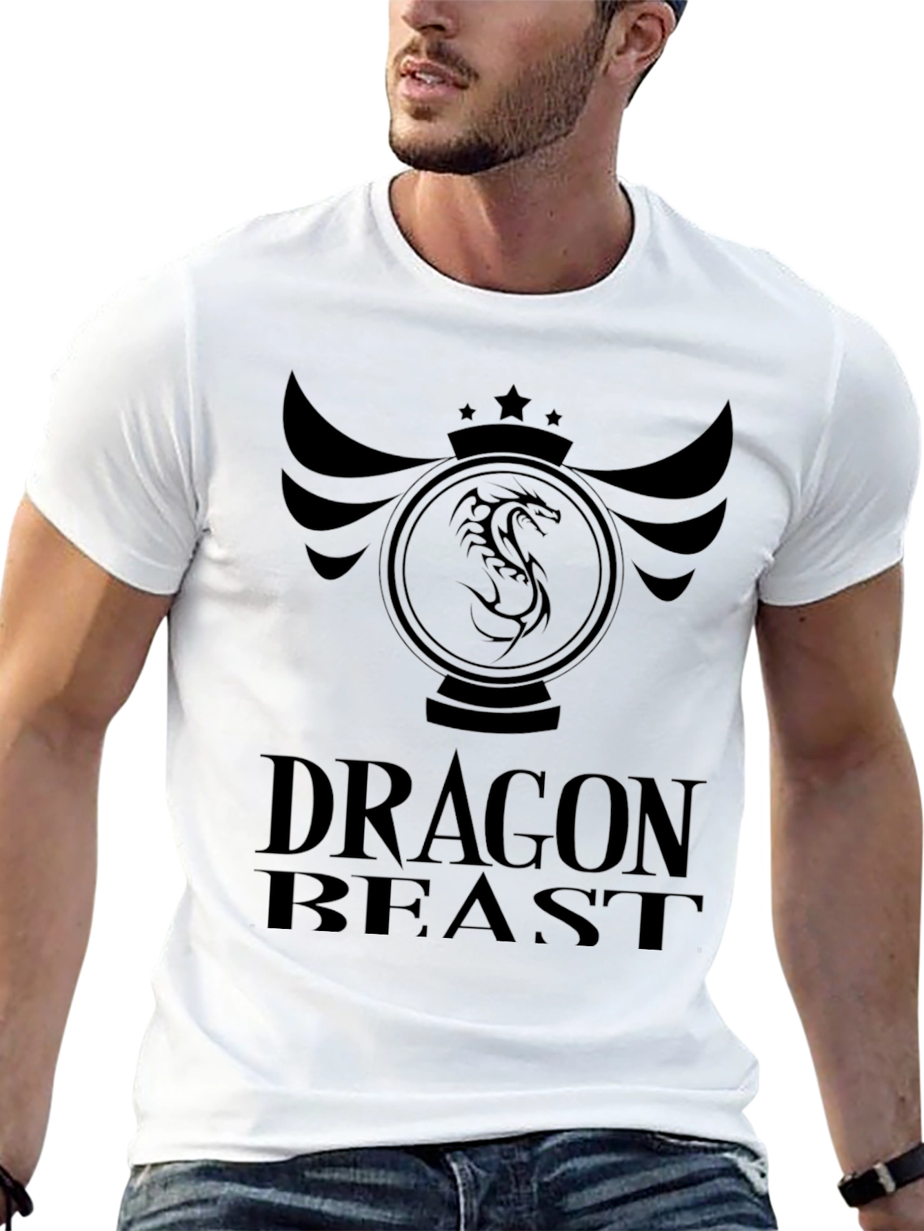 Dragon Beast Graphic Tee - Black Cotton T-Shirt