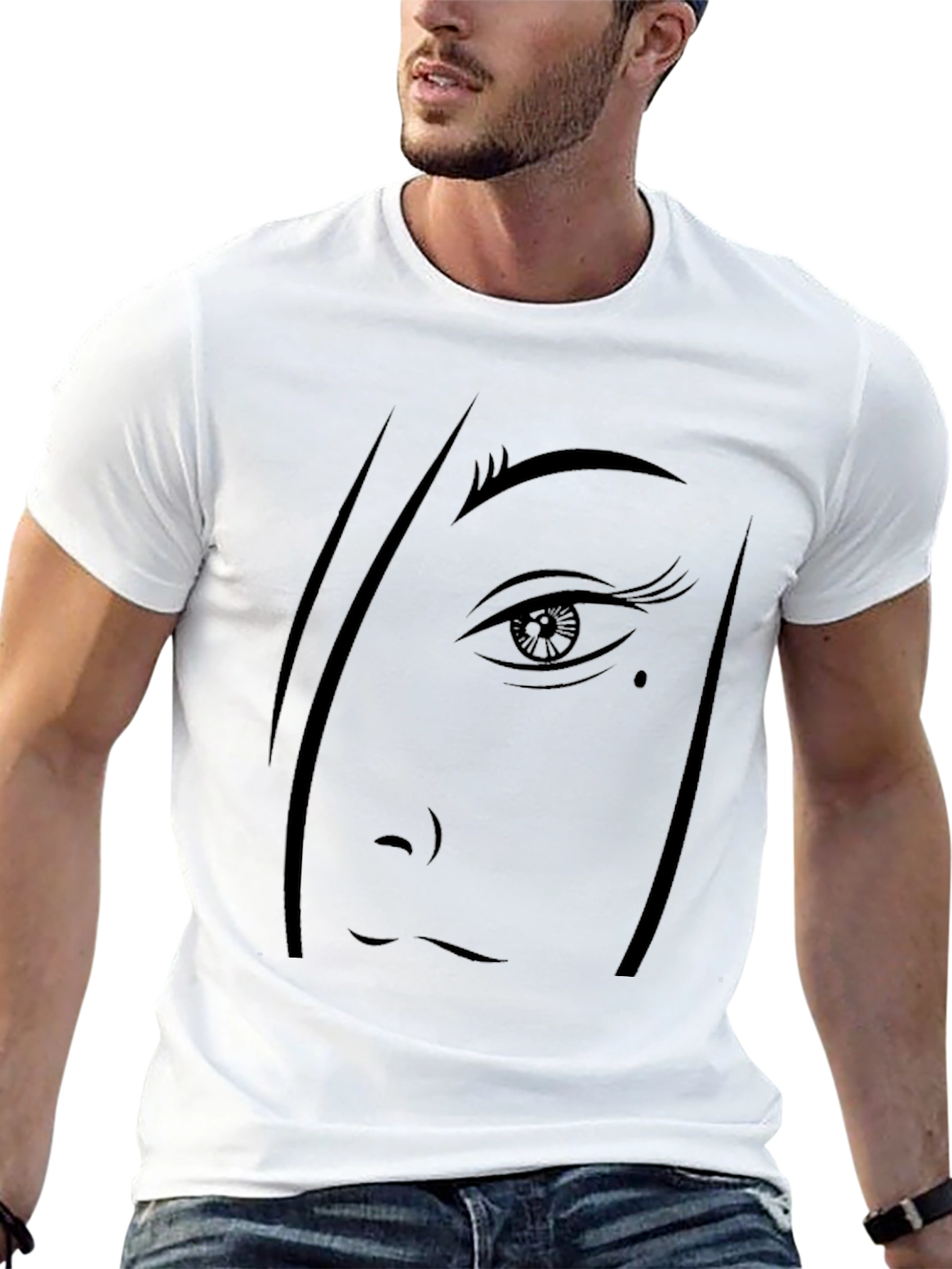 Graphic Face Print Black T-Shirt