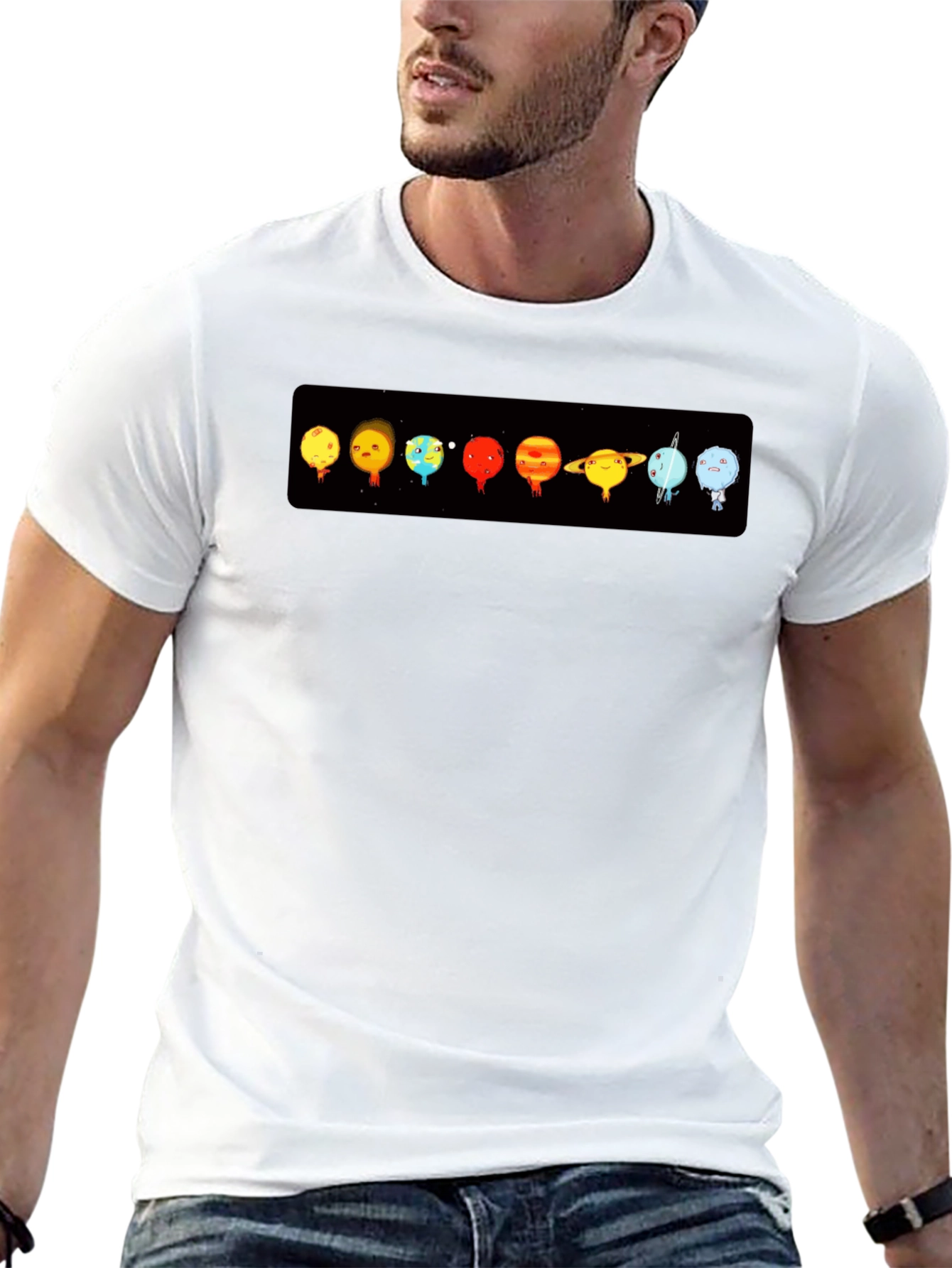 Planets Graphic Print Black T-Shirt