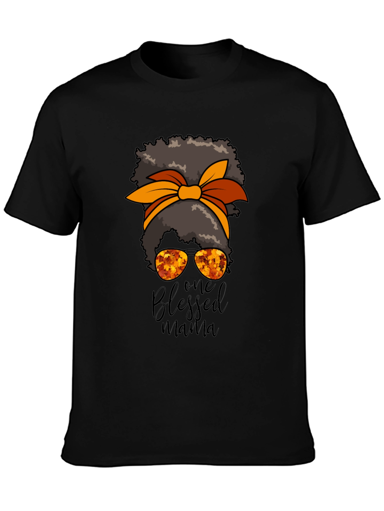 Blessed Mama Messy Bun Graphic Tee - Autumn Style