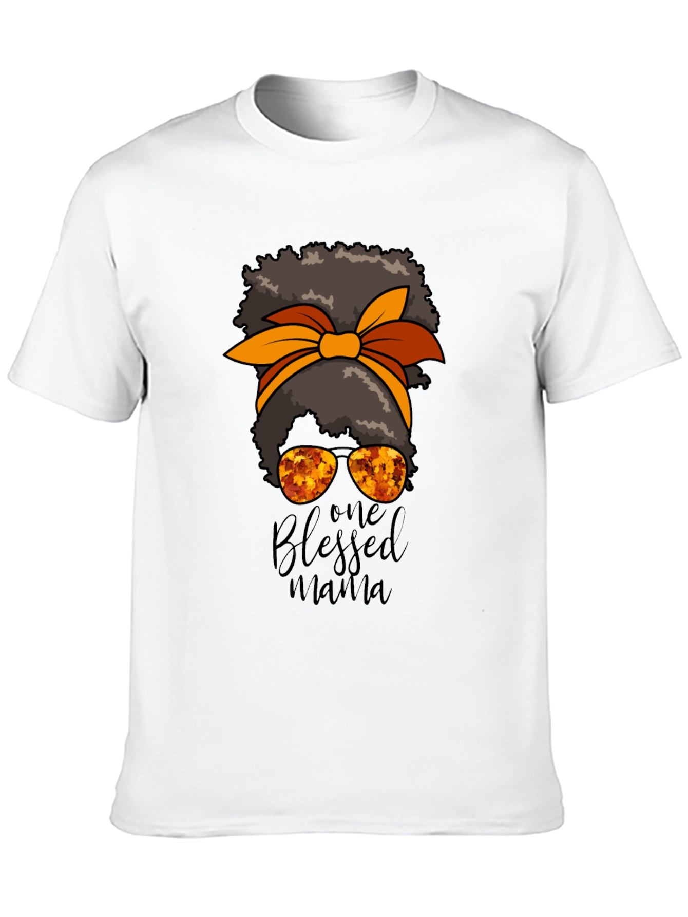 Blessed Mama Messy Bun Graphic Tee - Autumn Style