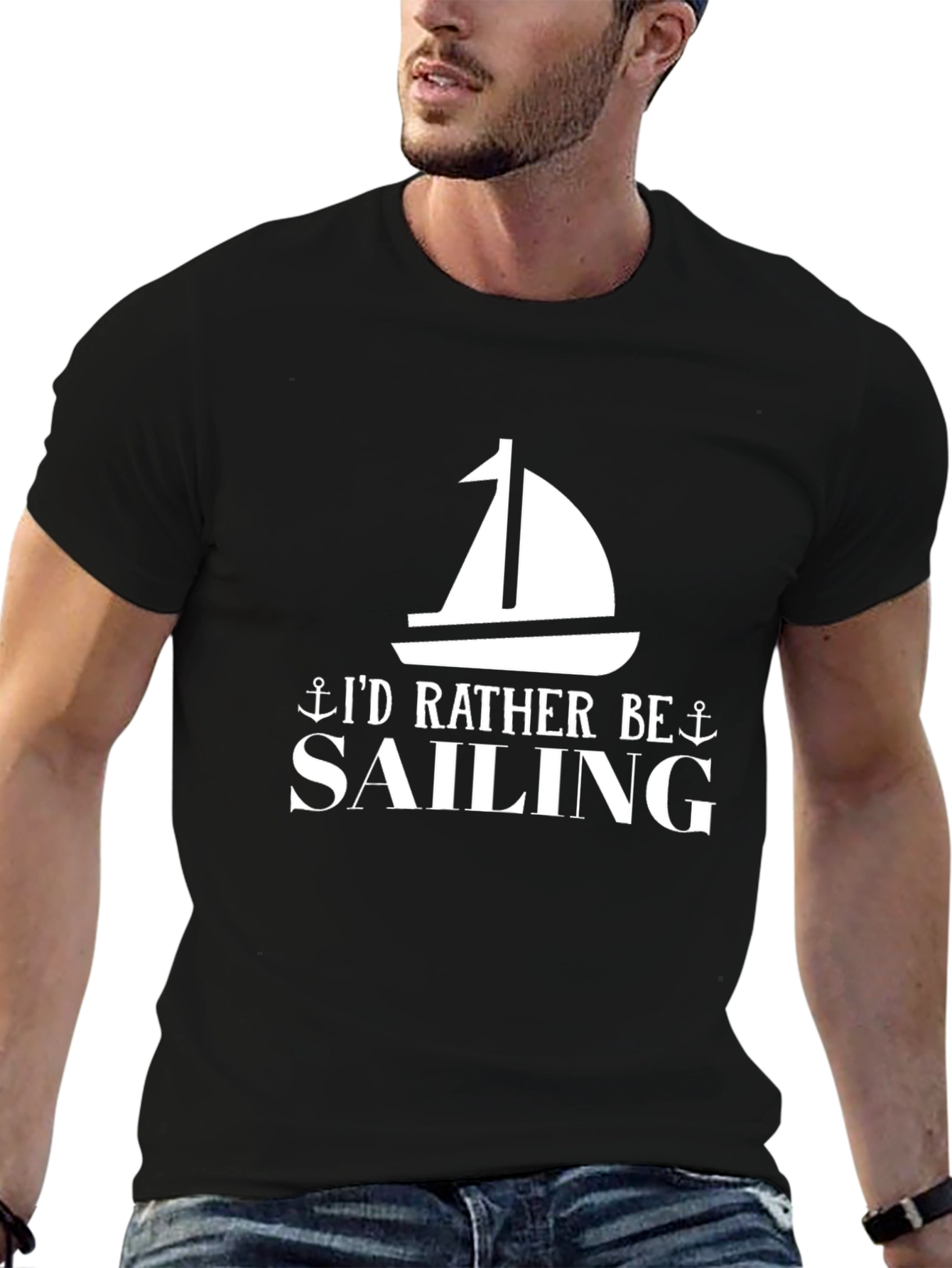 Sailing Graphic T-Shirt - Black Cotton Tee