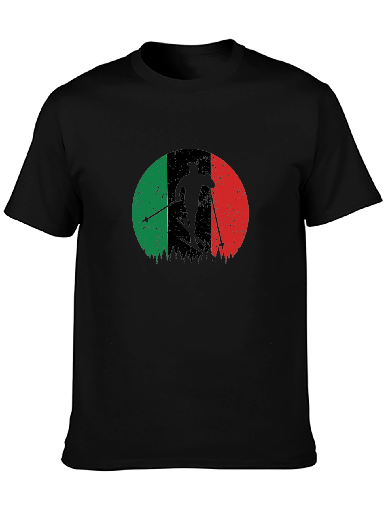 Italian Flag Ski T-Shirt - Black