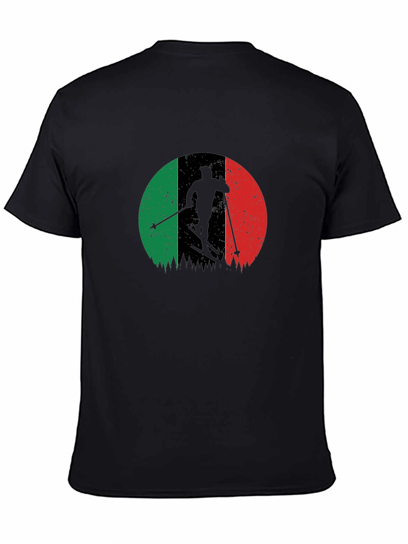 Italian Flag Ski T-Shirt - Black