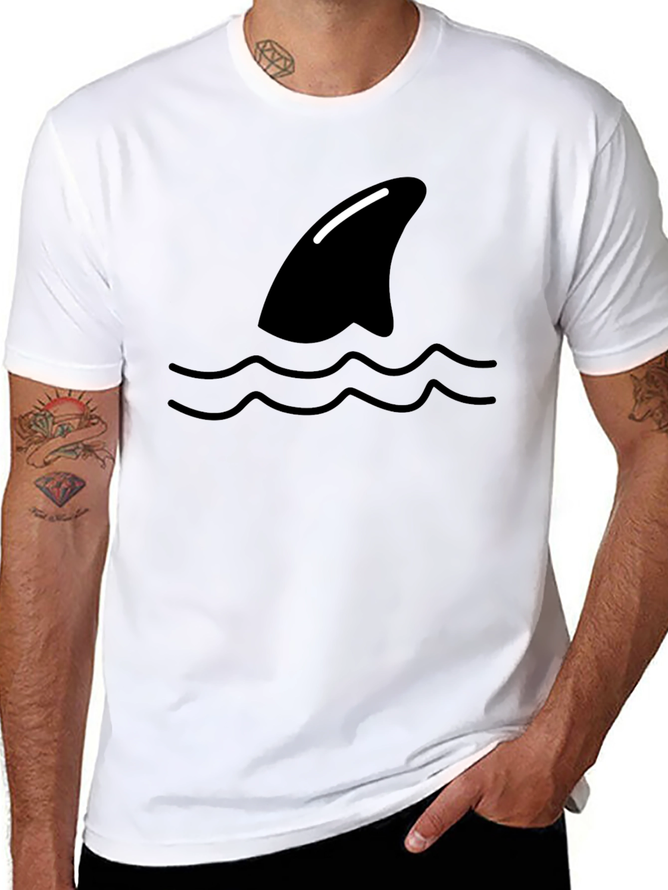 Shark Fin Wave Black Graphic Tee
