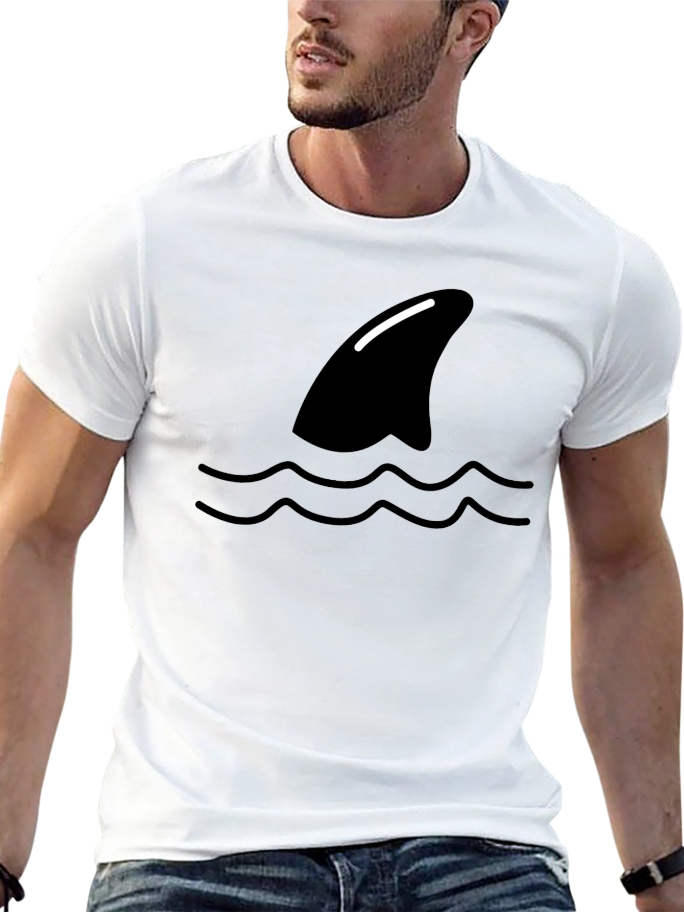 Shark Fin Wave Black Graphic Tee