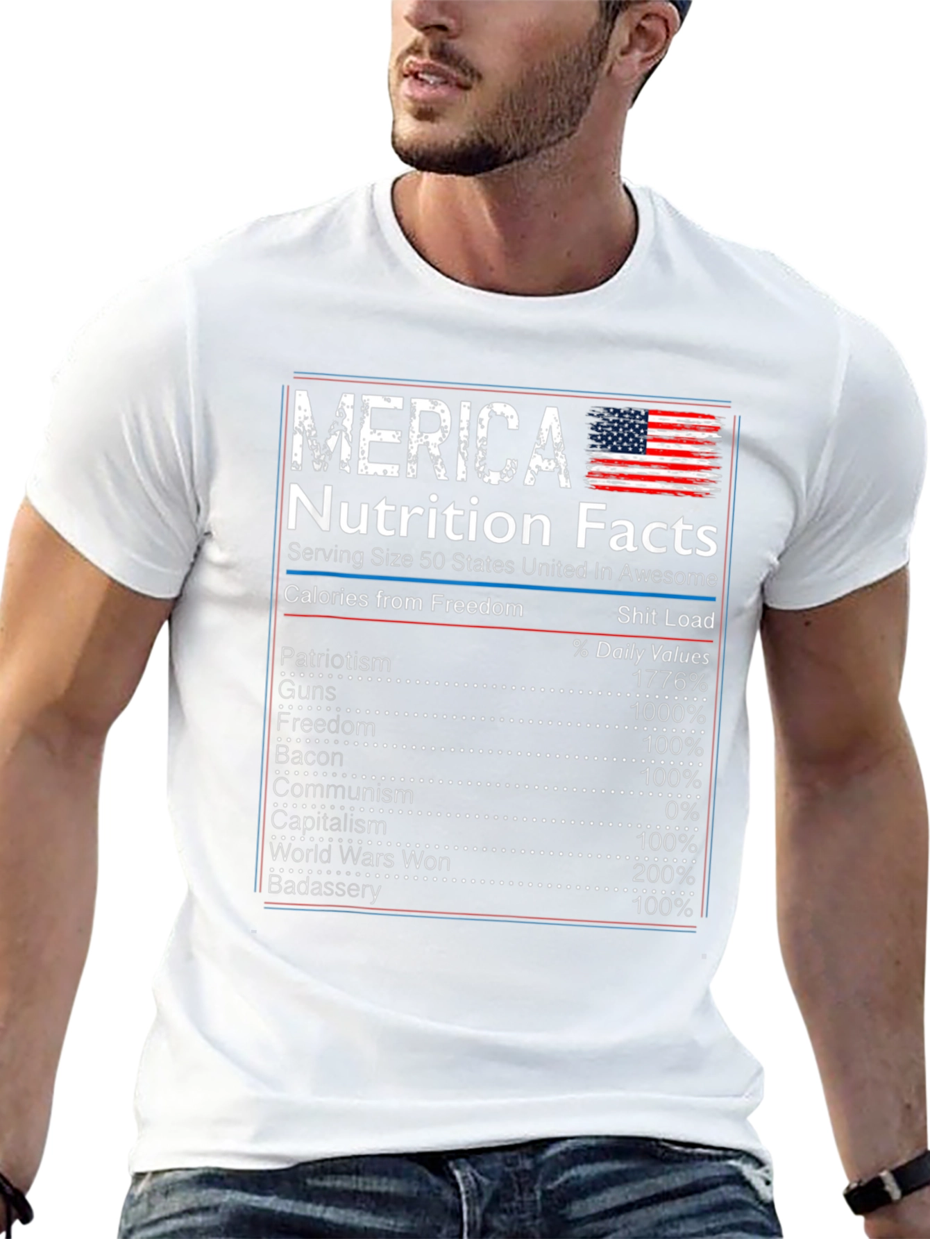 Merica Nutrition Facts Graphic T-Shirt