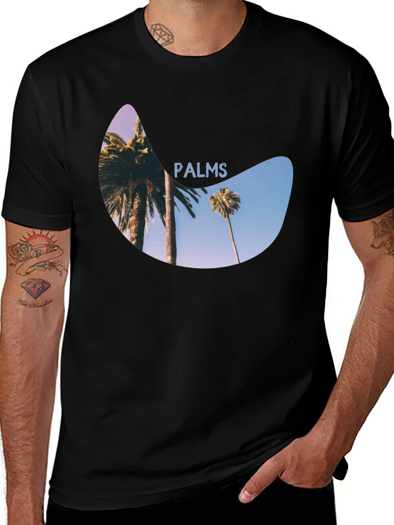 Palms Graphic Print Black T-Shirt