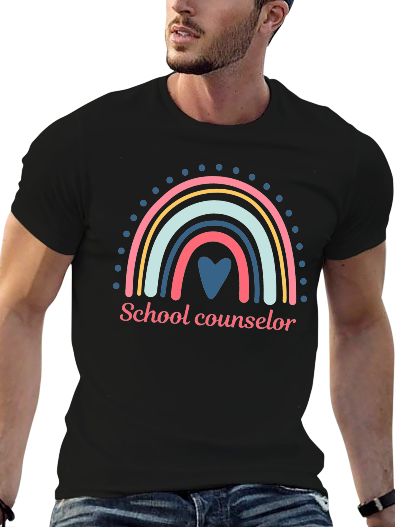 School Counselor Rainbow Graphic Tee