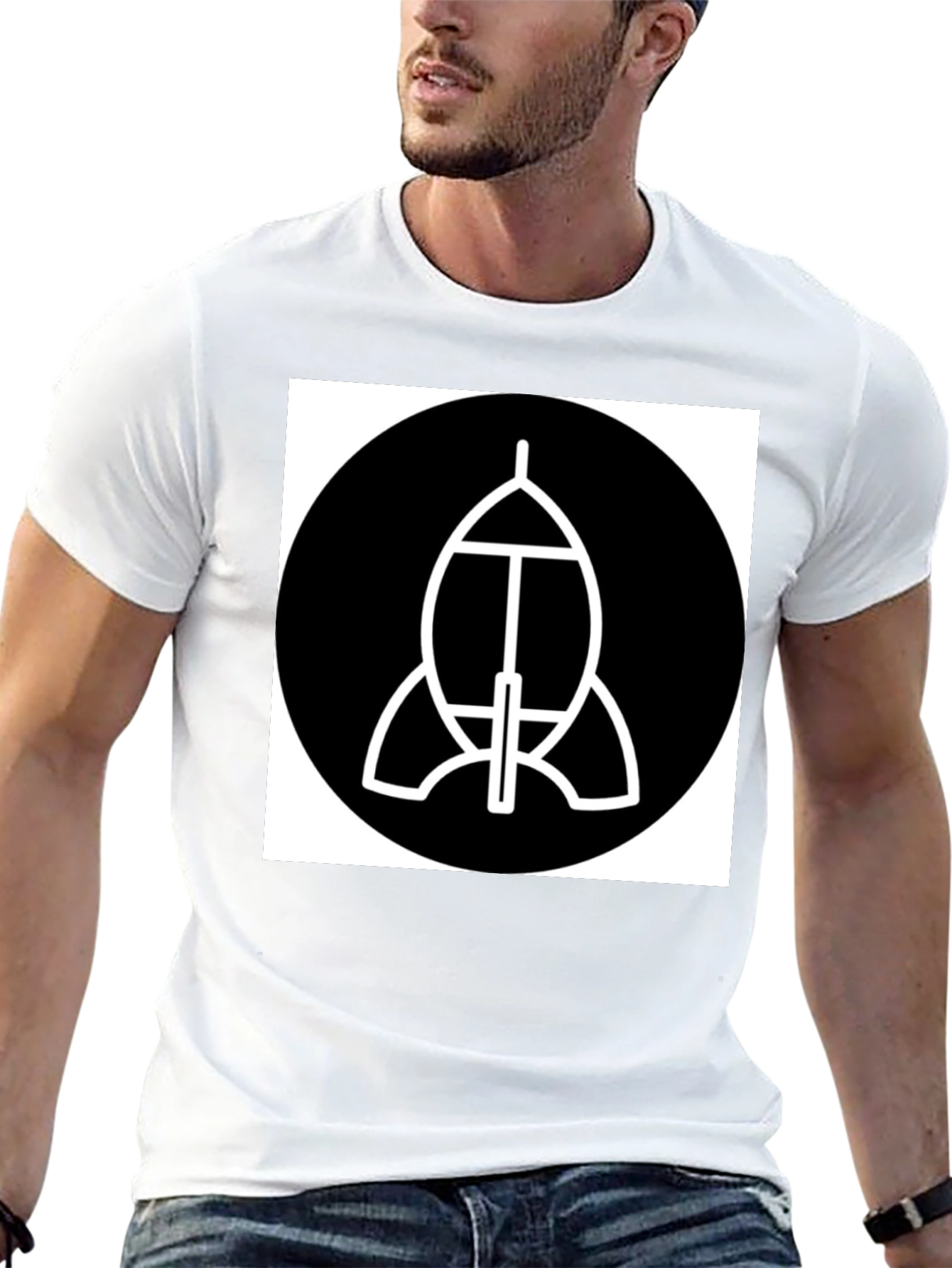 Abstract Spacecraft Graphic Black T-Shirt
