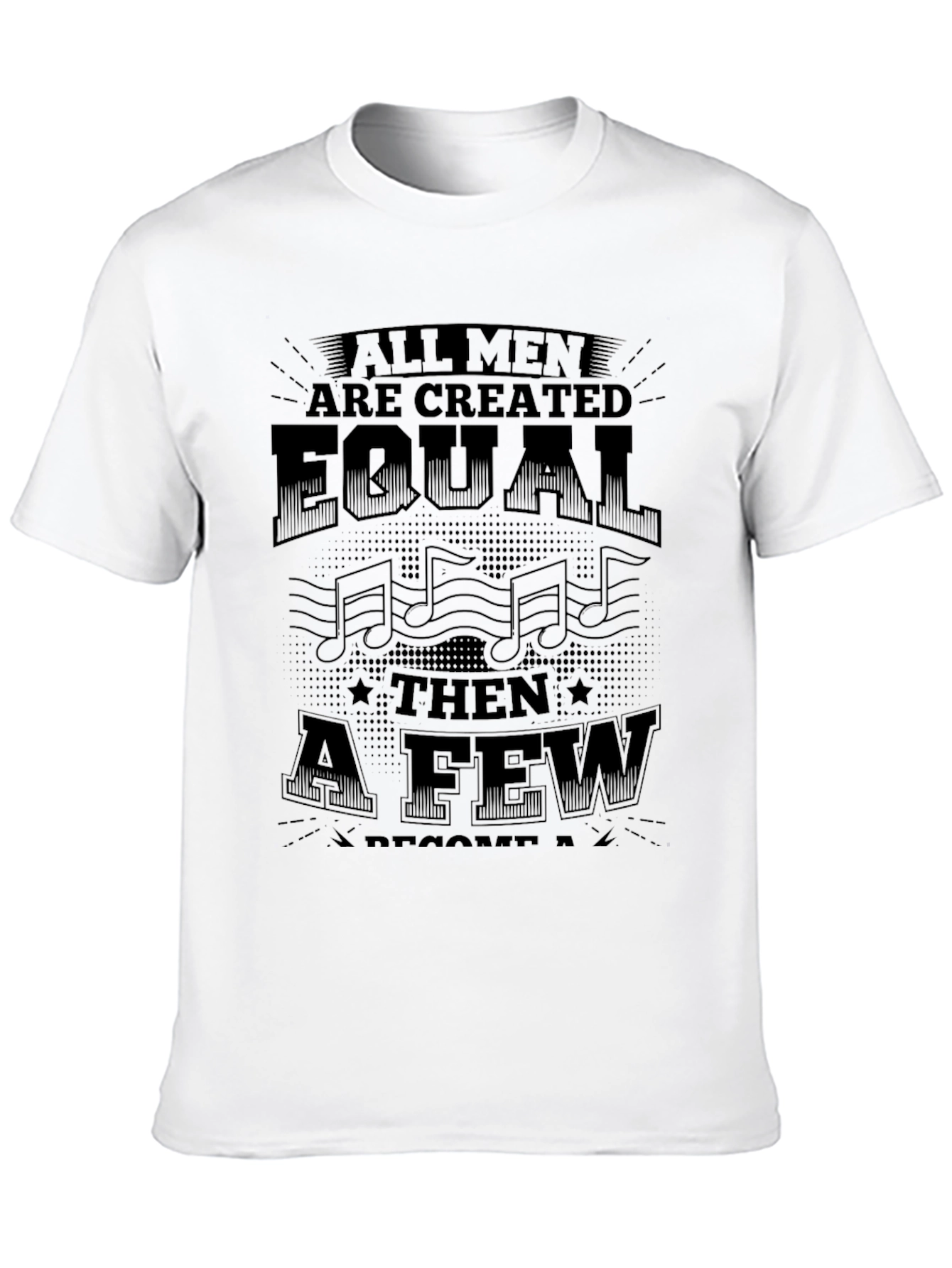 Mens Black T-Shirt with Music Lover Graphic