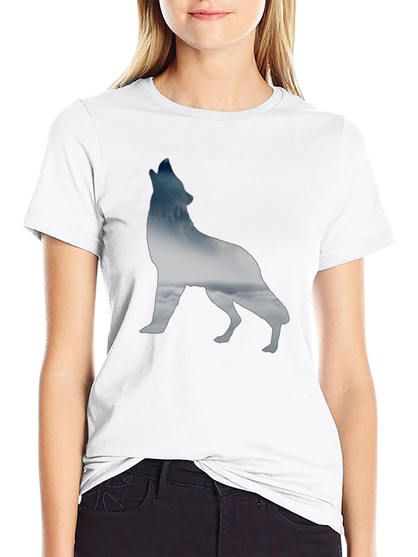 Wolf Silhouette Graphic Tee - Black