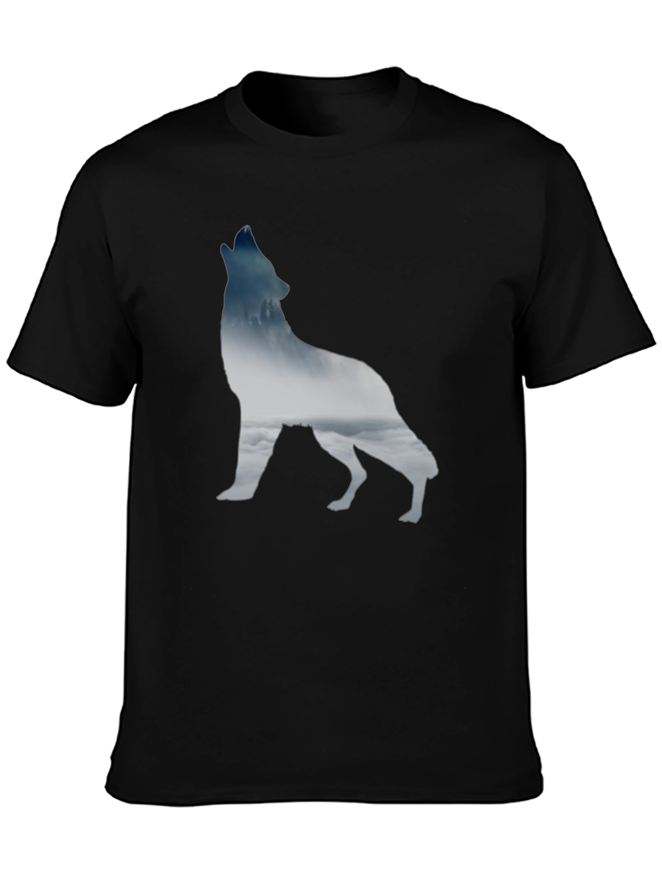 Wolf Silhouette Graphic Tee - Black