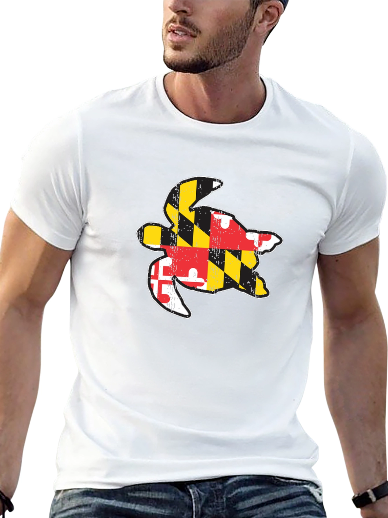 Maryland Flag Turtle Black T-Shirt