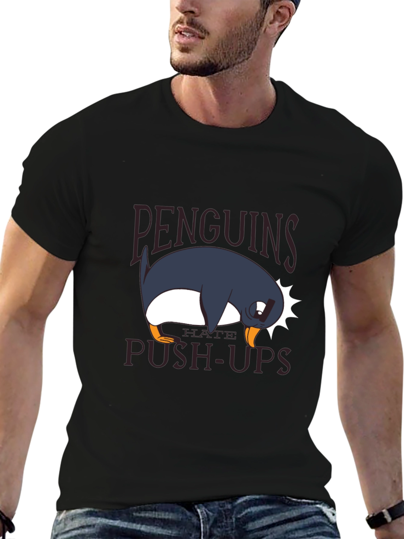 Penguins Hate Push-Ups Black T-Shirt
