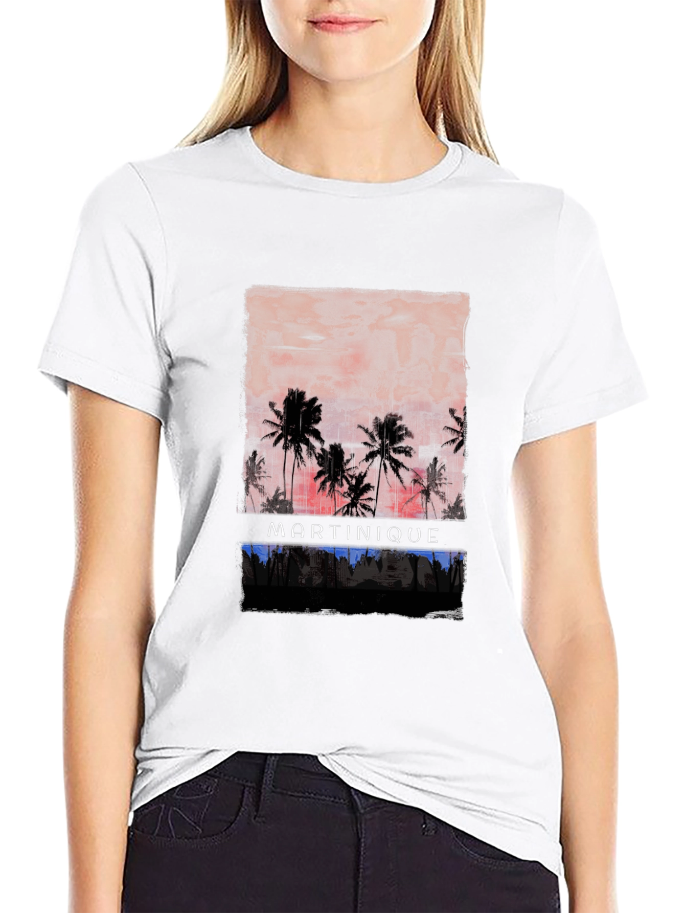 Martinique Palm Tree Sunset Graphic Tee