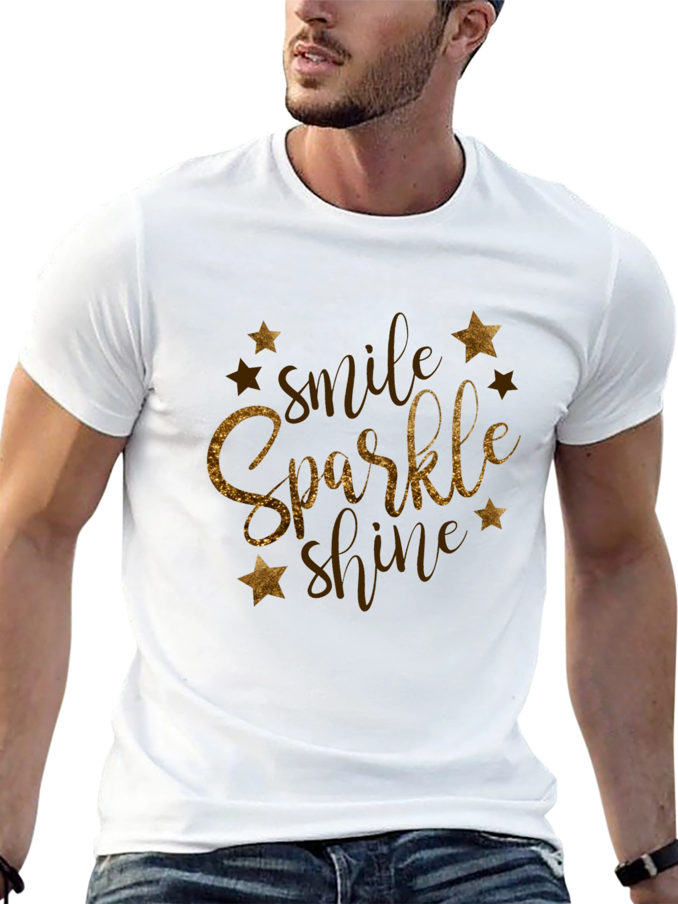 Smile Sparkle Shine Black Graphic Tee