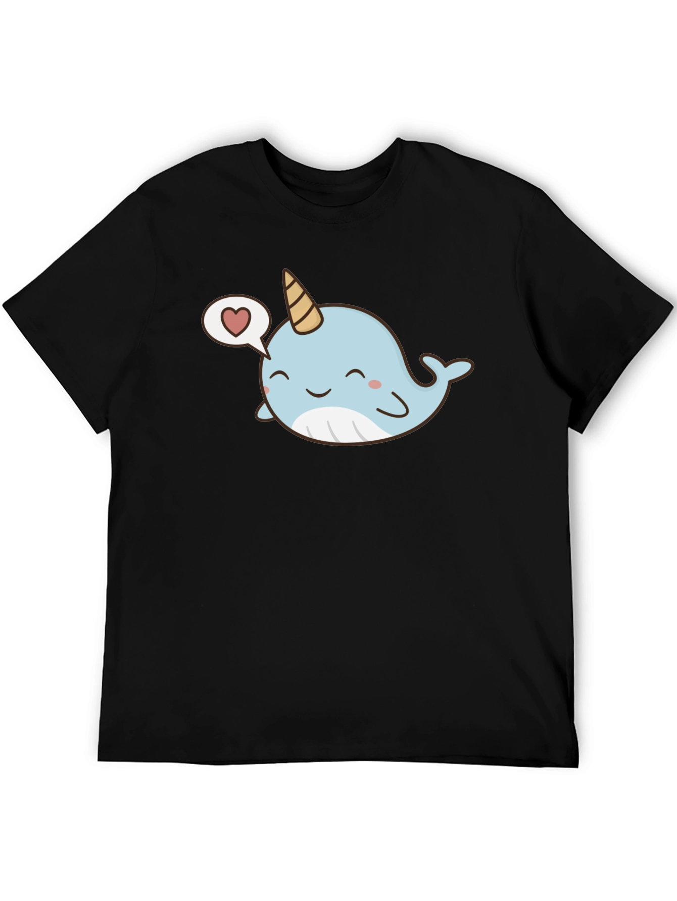 Cute Narwhal Love Black T-Shirt