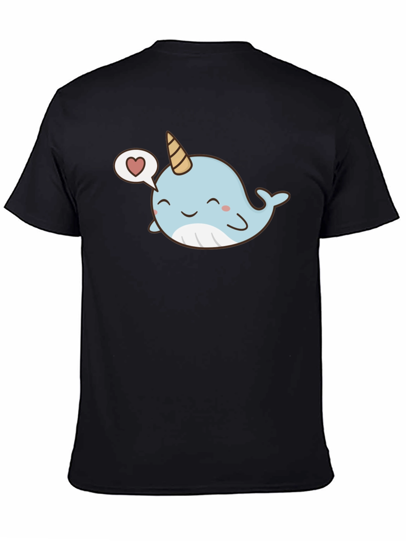 Cute Narwhal Love Black T-Shirt