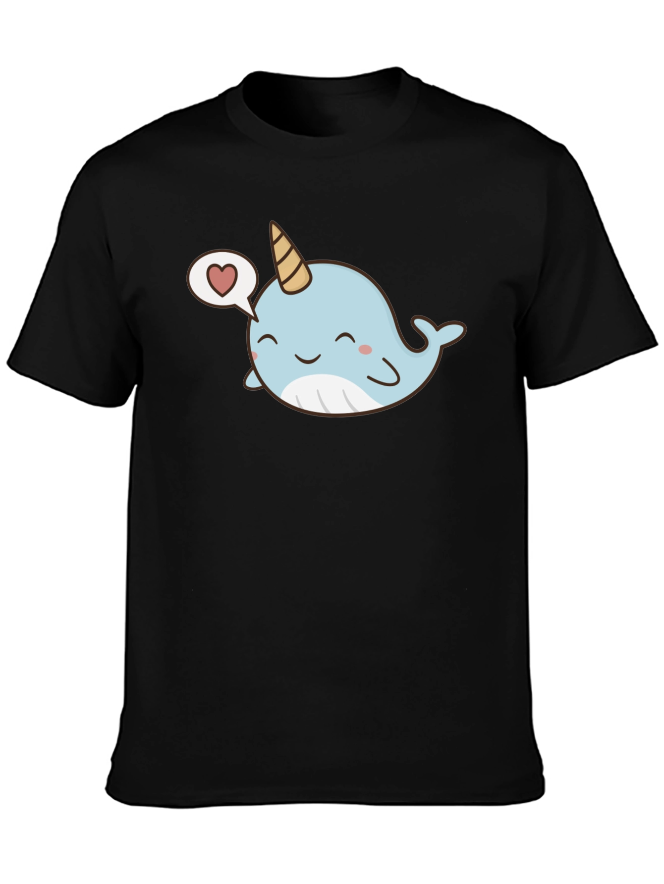 Cute Narwhal Love Black T-Shirt