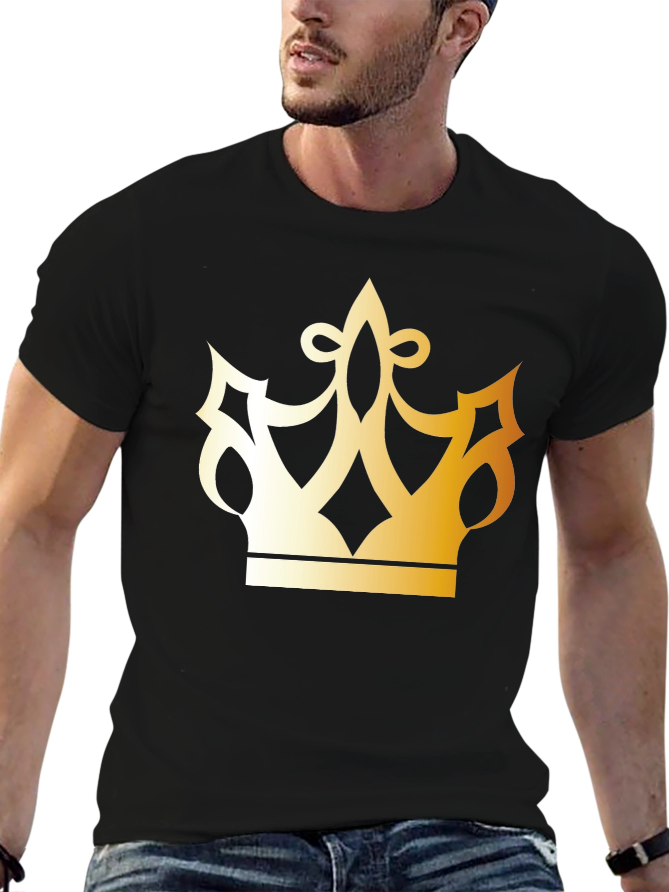 Golden Crown Graphic Black T-Shirt