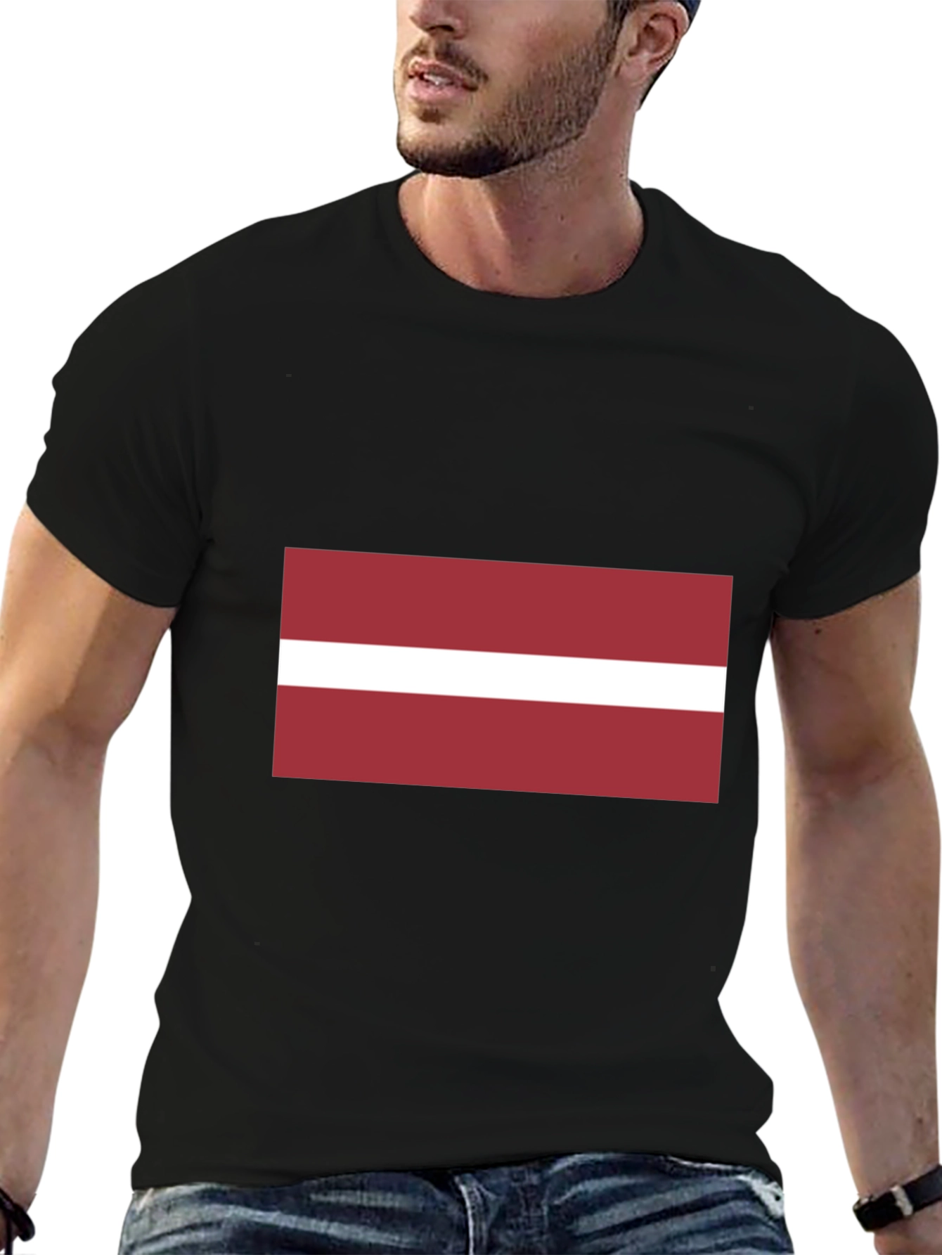 Latvia Flag Black T-Shirt