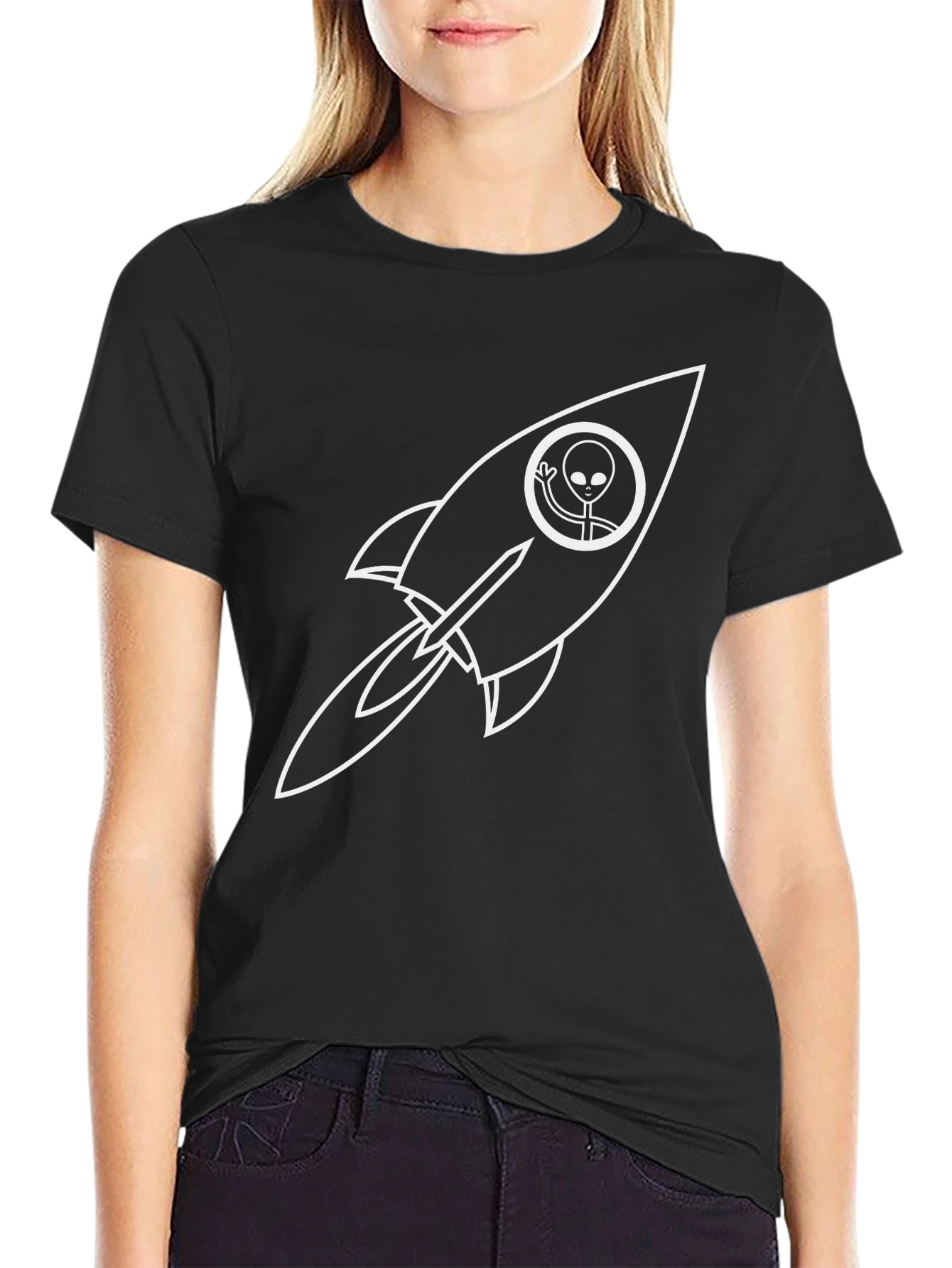Alien Rocket Black T-Shirt