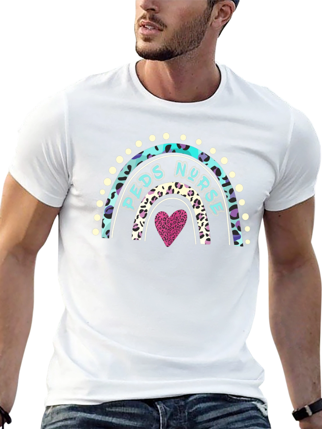 Peds Nurse Rainbow Graphic T-Shirt