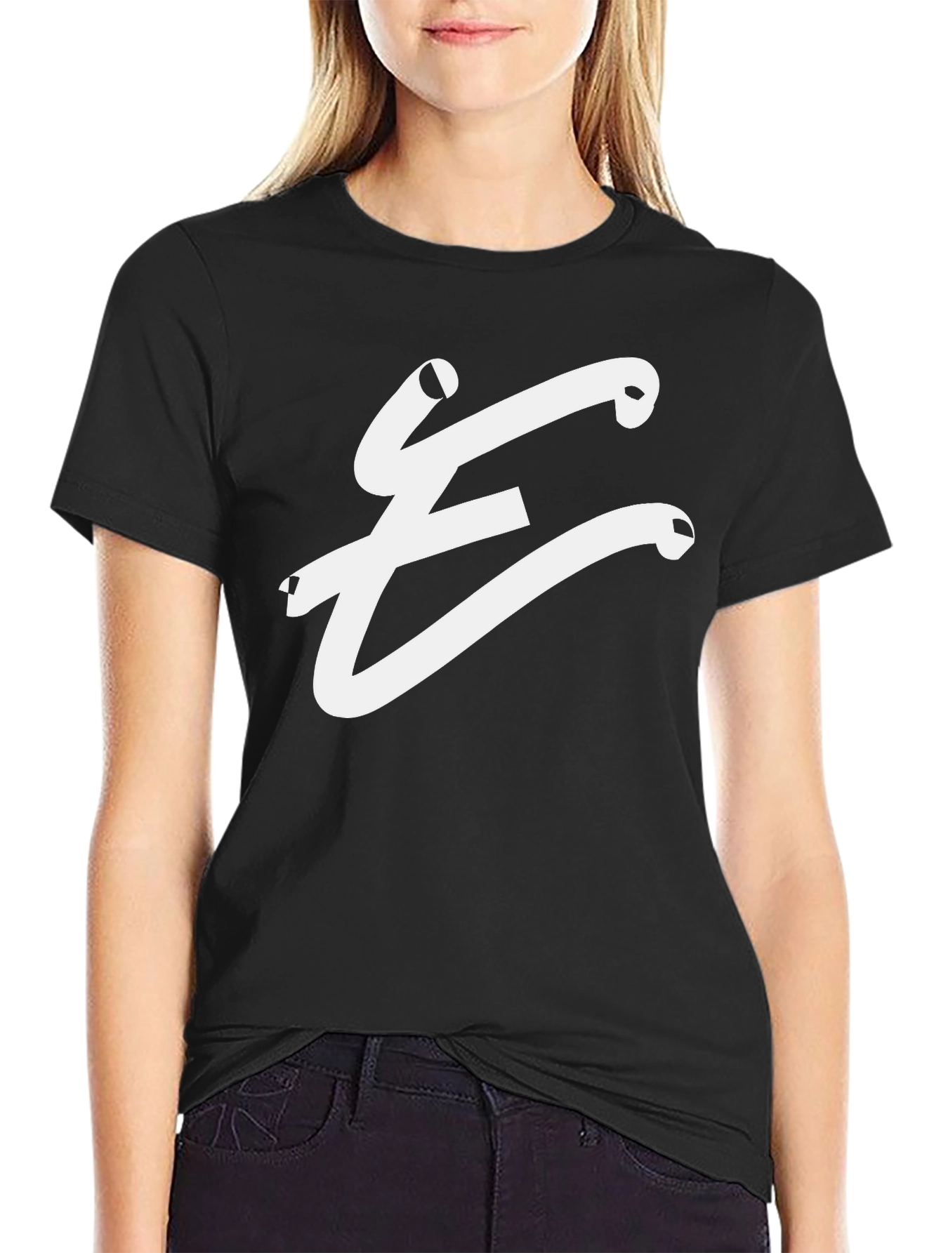 Stylish Black T-Shirt with White E Logo
