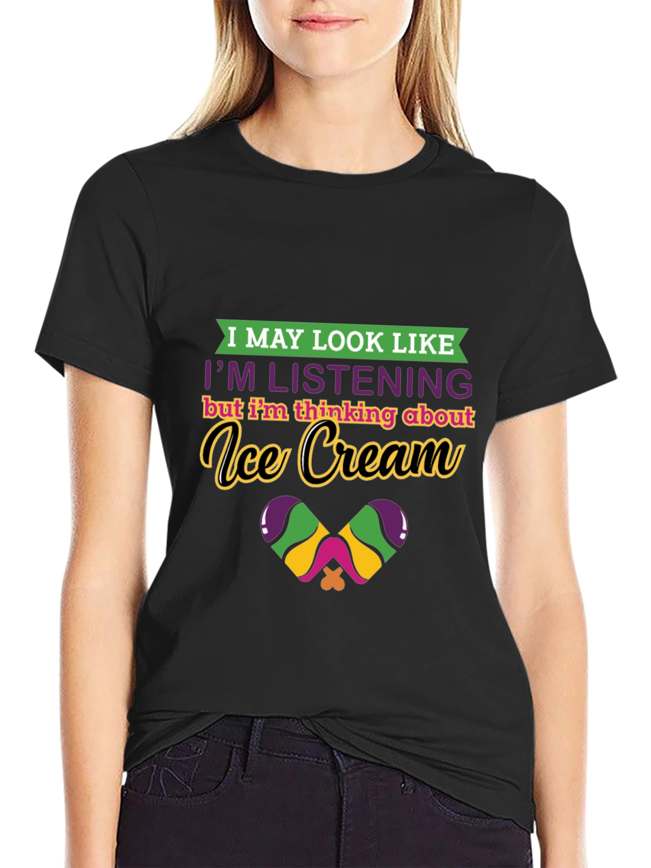 Ice Cream Thinking Graphic Tee - Quirky Comfort
