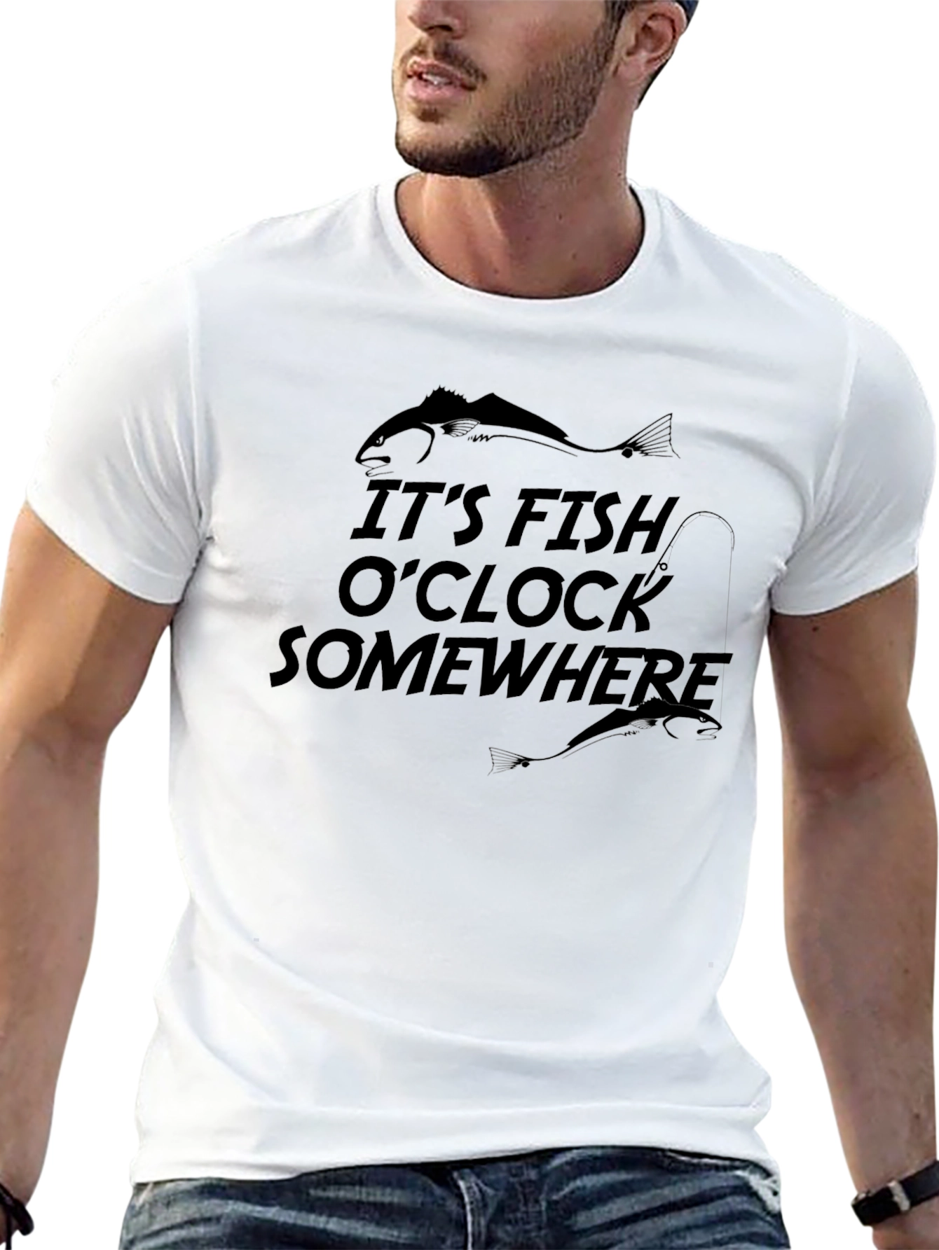 Its Fish OClock Somewhere Black Graphic T-Shirt
