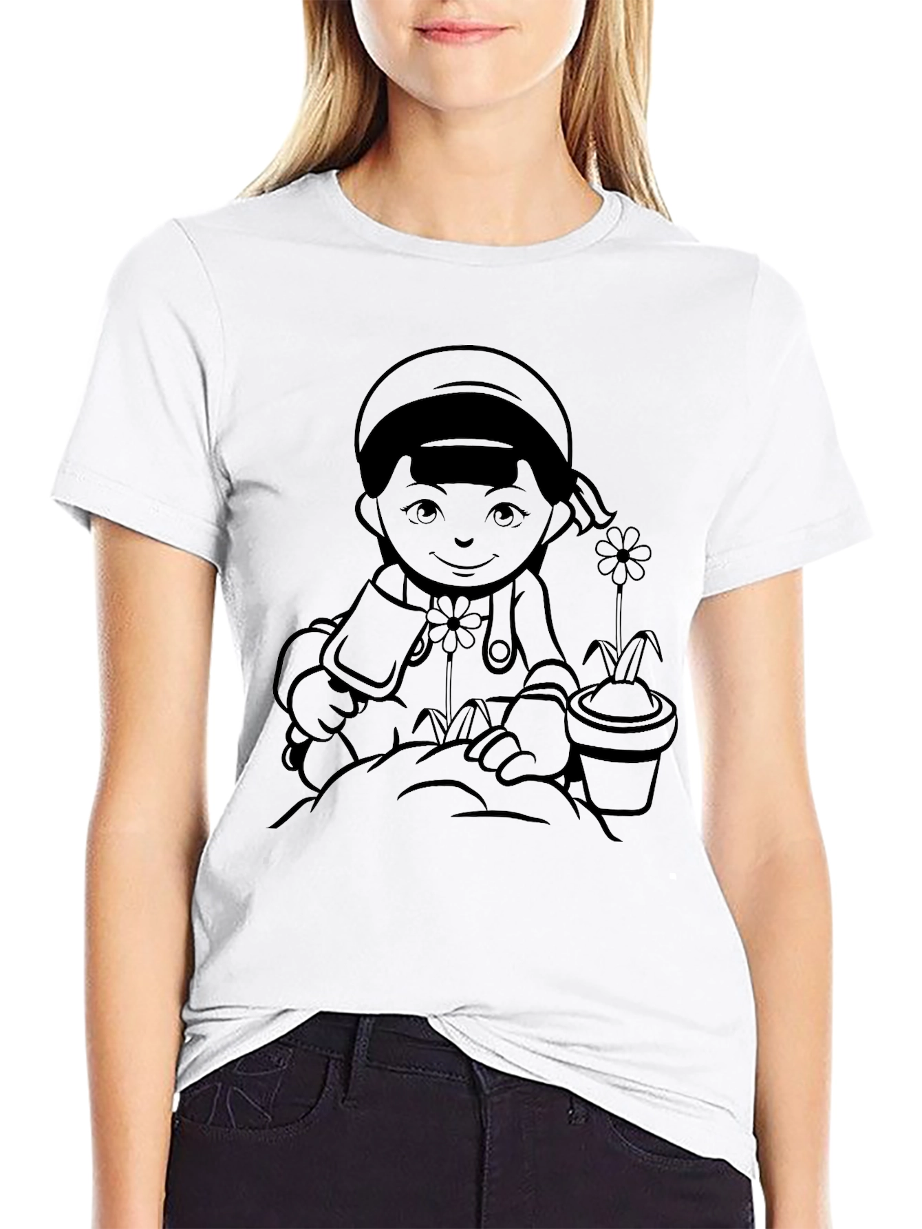 Gardener Girl Black T-Shirt