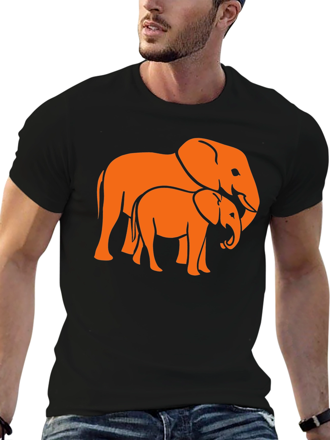 Elephant Family Graphic Tee - Stylish Black T-Shirt