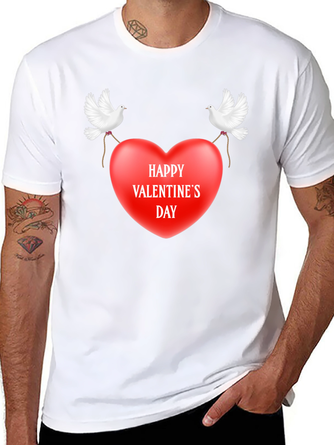 Happy Valentines Day Dove Heart T-Shirt