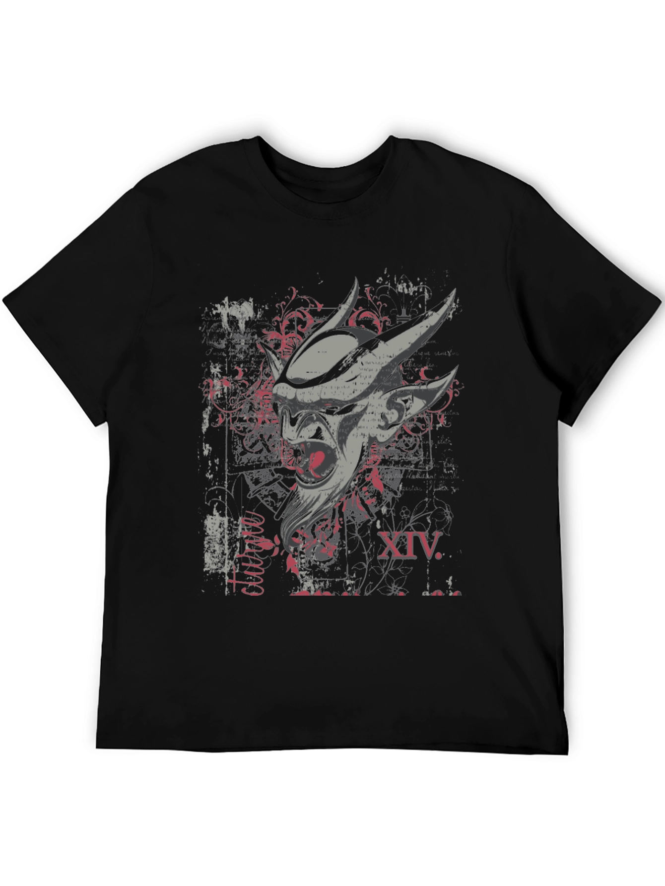 Edgy Graphic Print Mens Black T-Shirt