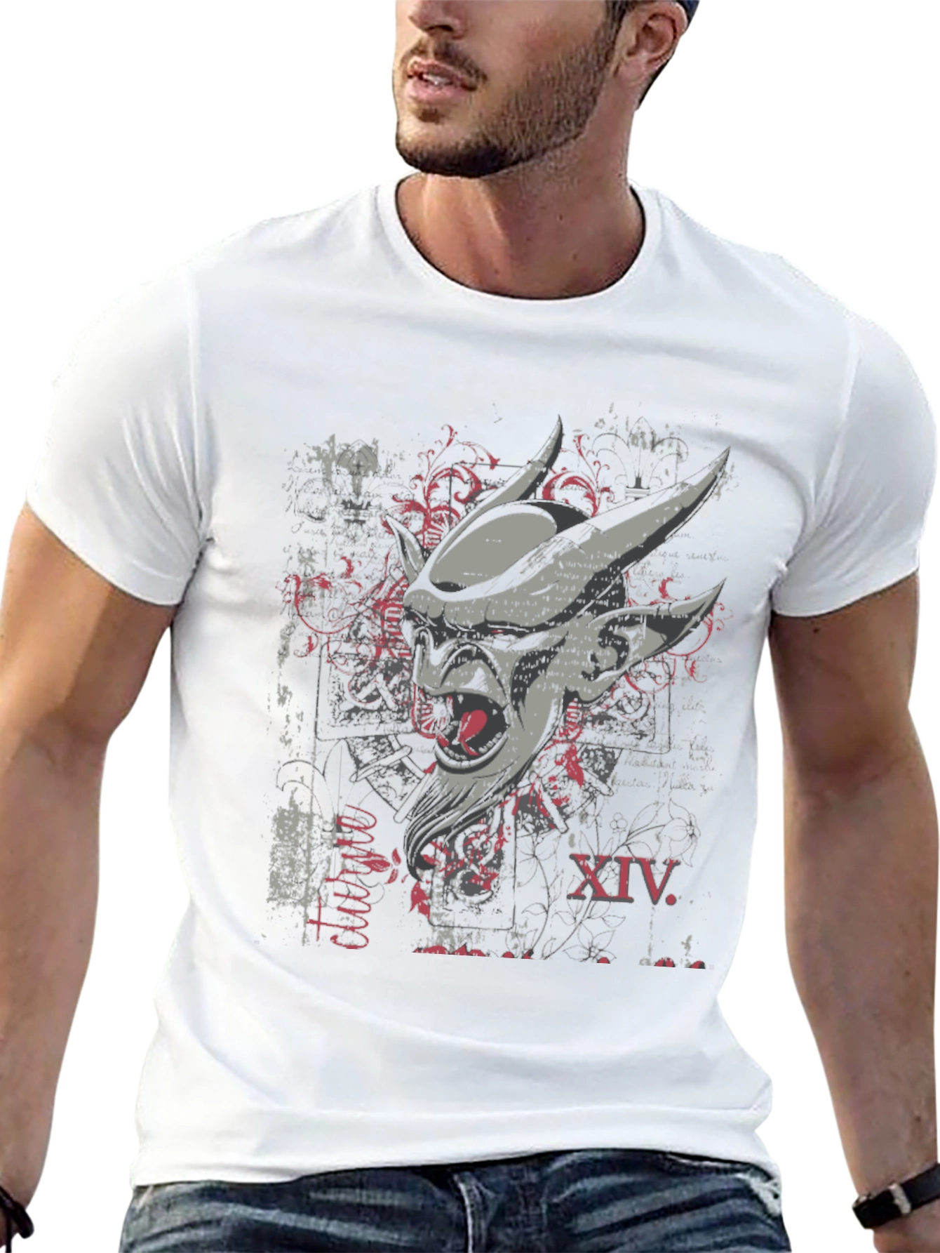 Edgy Graphic Print Mens Black T-Shirt