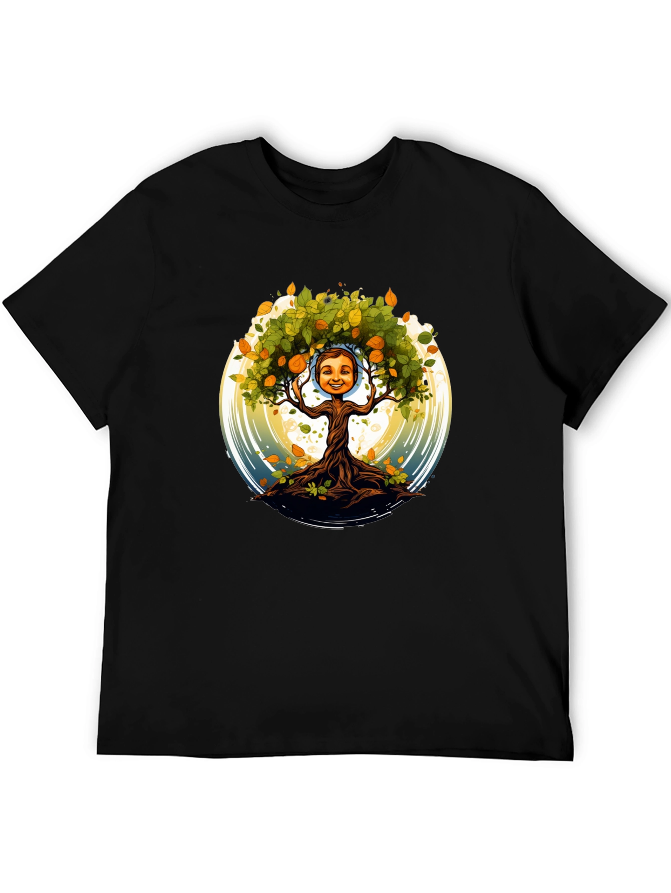 Tree Child Graphic Print T-Shirt - Black