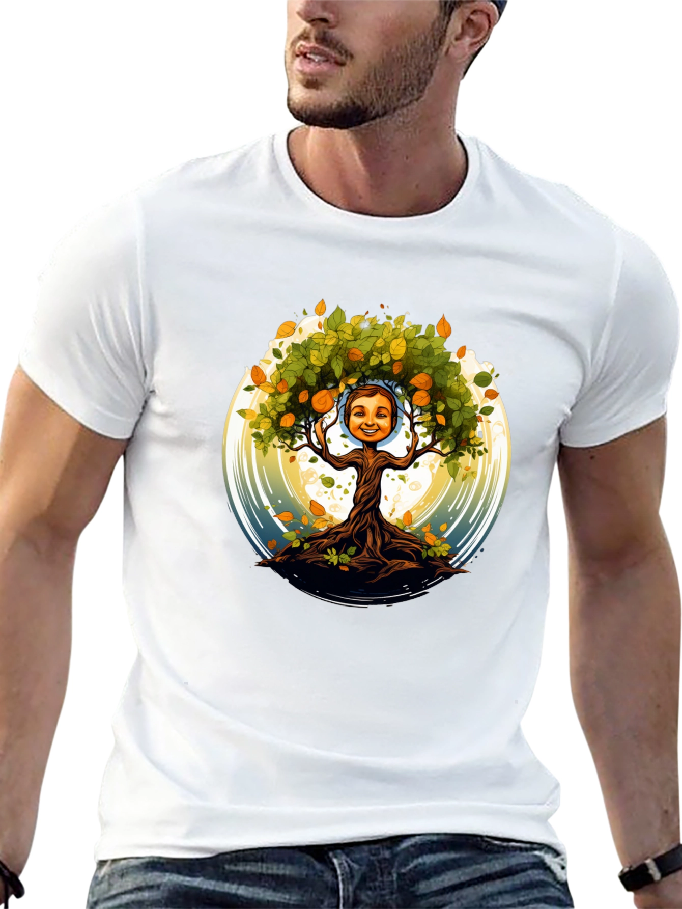 Tree Child Graphic Print T-Shirt - Black