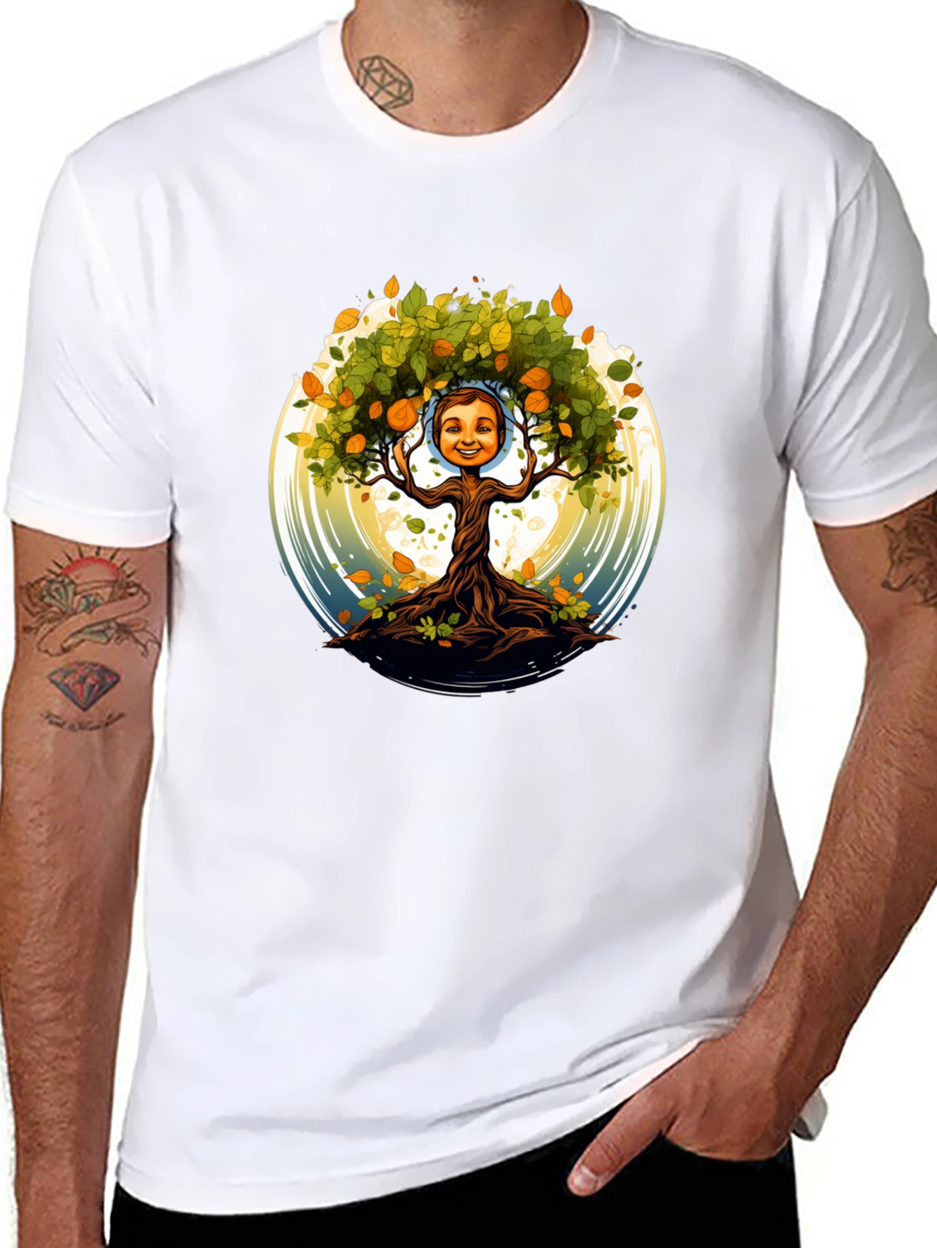 Tree Child Graphic Print T-Shirt - Black