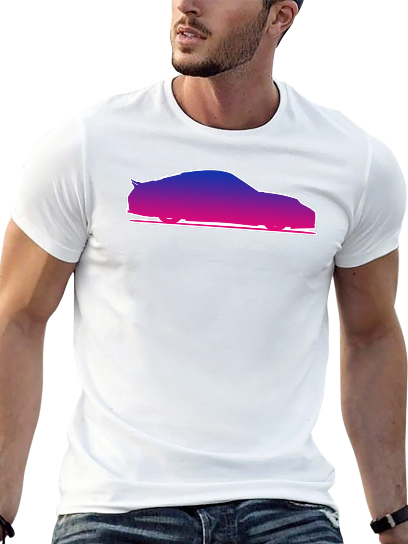 Gradient Car Silhouette Black T-Shirt