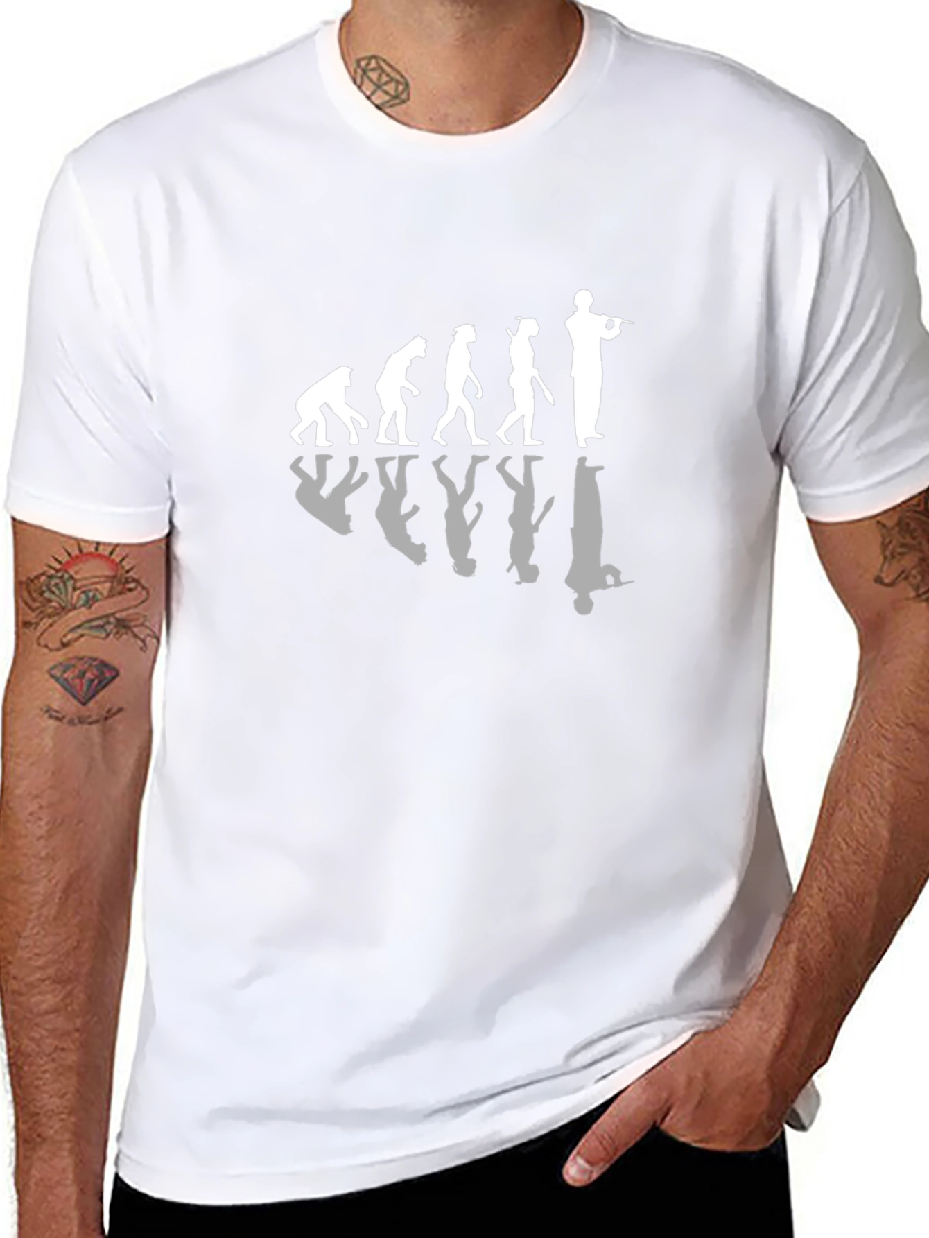 Evolution of Flute Player Black T-Shirt