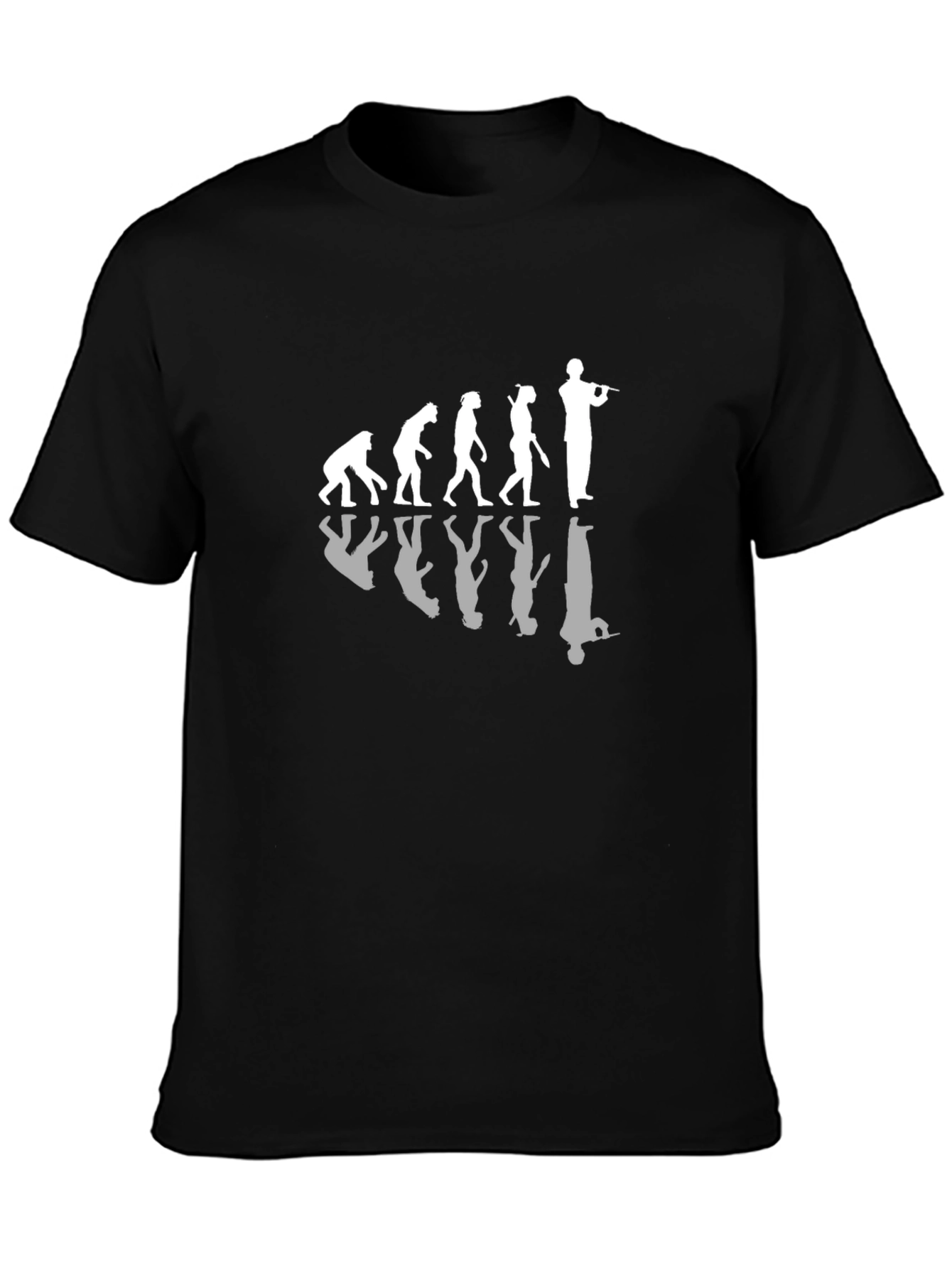 Evolution of Flute Player Black T-Shirt