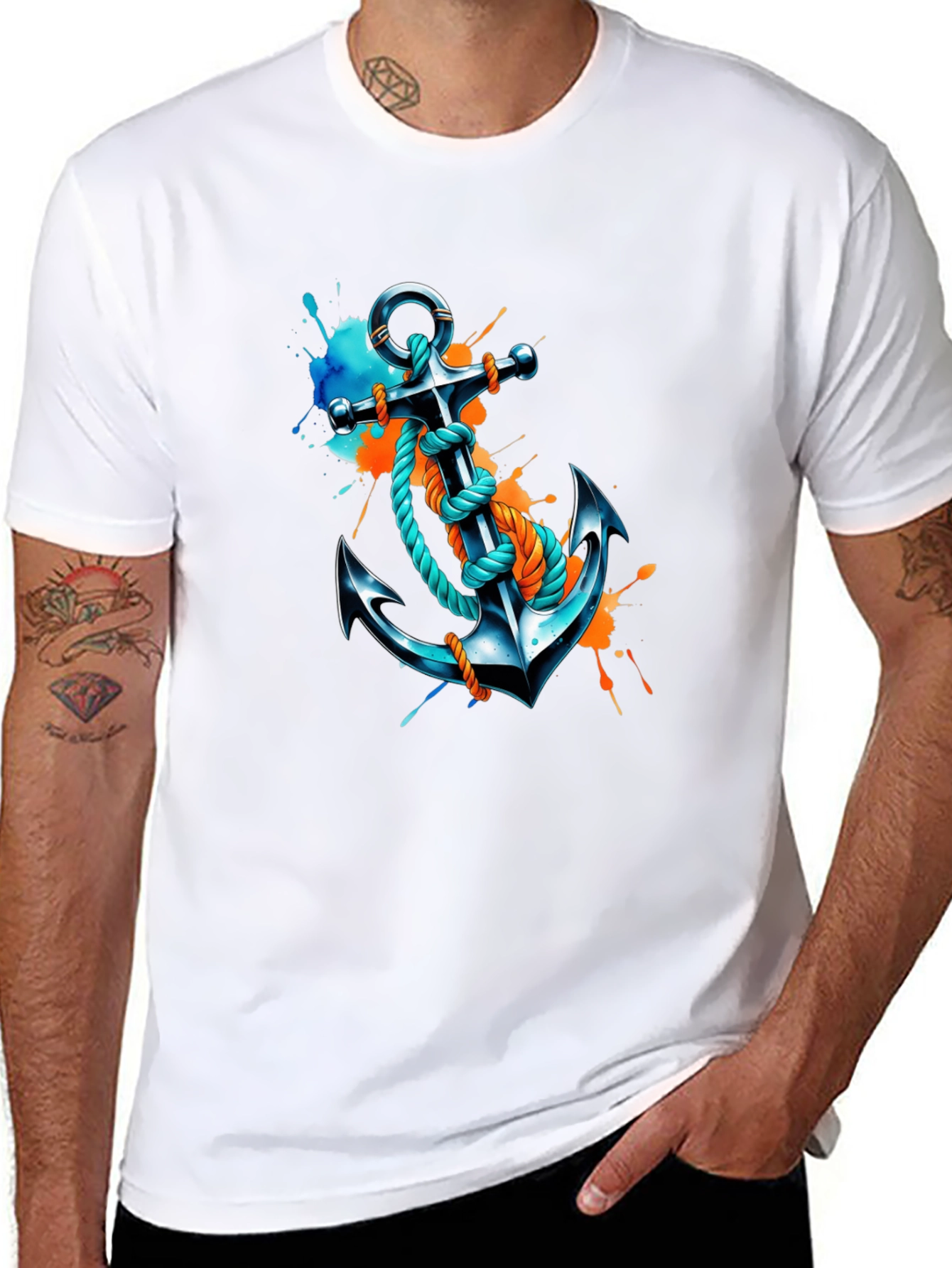 Anchor Graphic T-Shirt - Artistic Nautical Tee