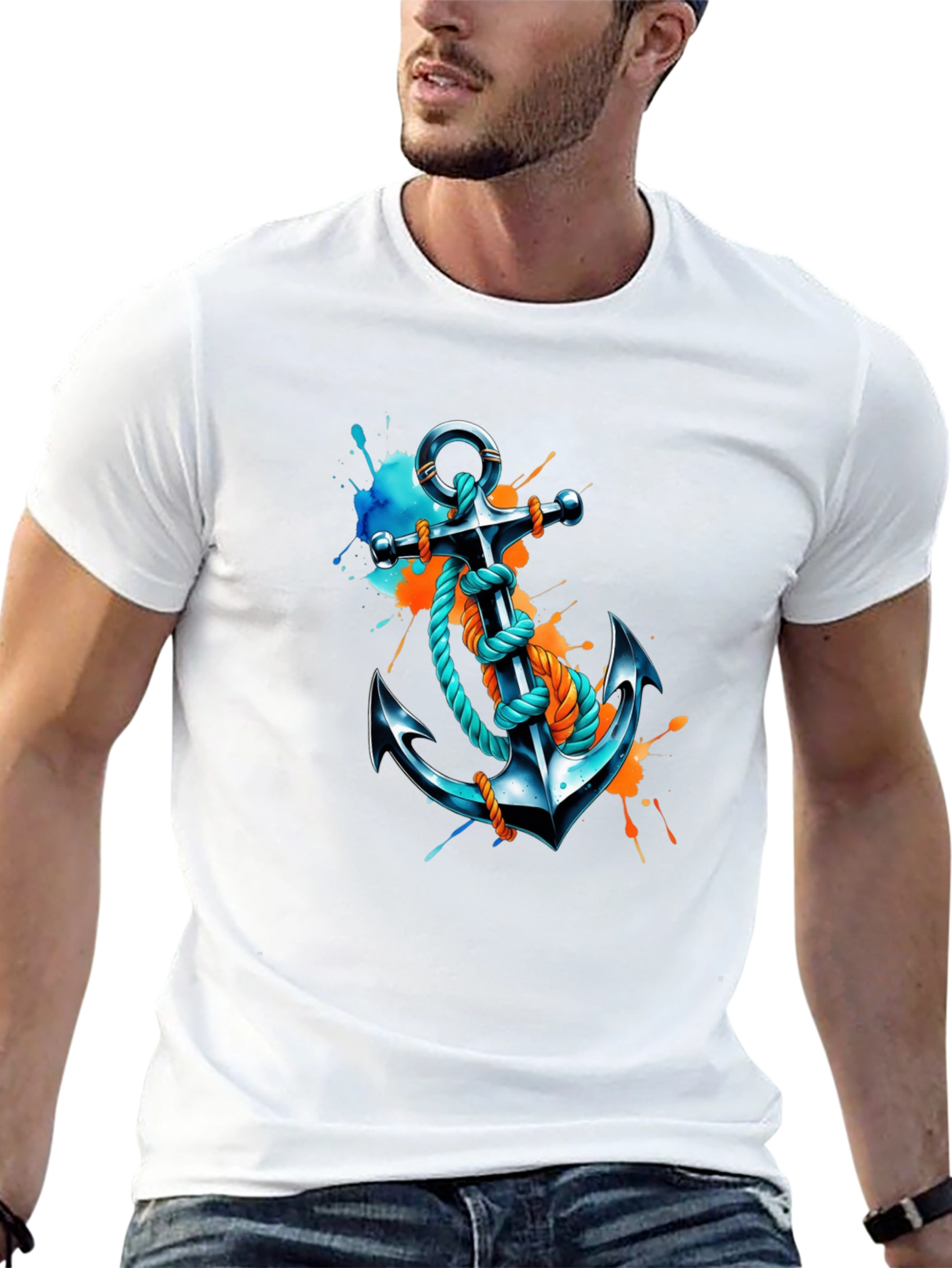 Anchor Graphic T-Shirt - Artistic Nautical Tee