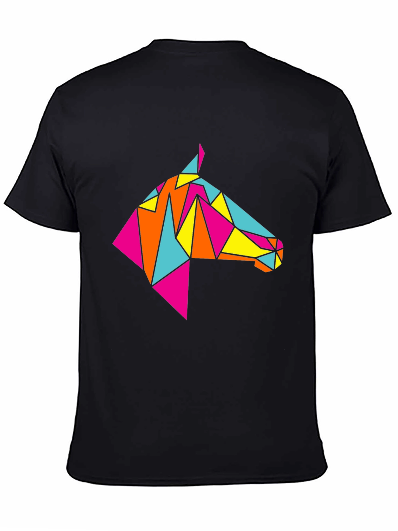 Geometric Horse Tee - Stylish Black Graphic T-Shirt