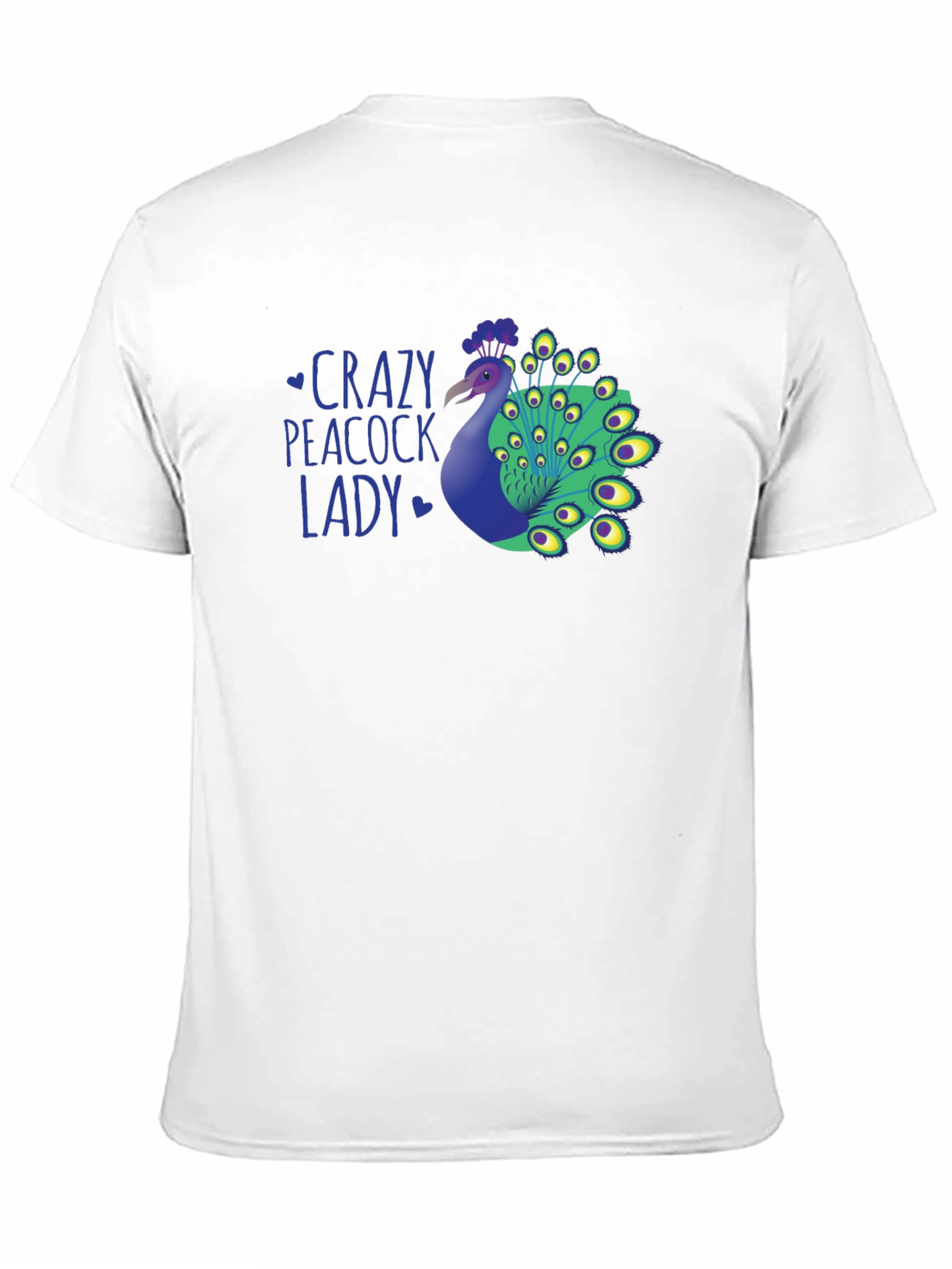 Crazy Peacock Lady Graphic T-Shirt - Fun Novelty Tee